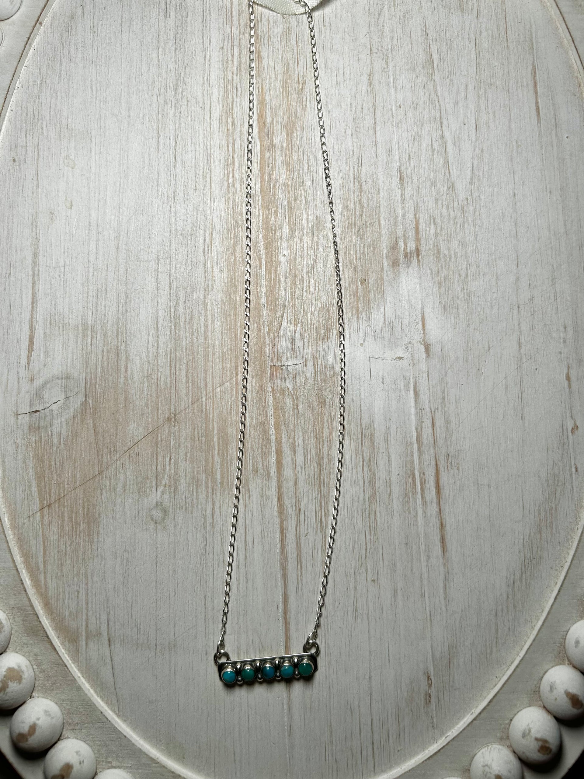 Navajo Made Kingman Turquoise & Sterling Silver Necklace