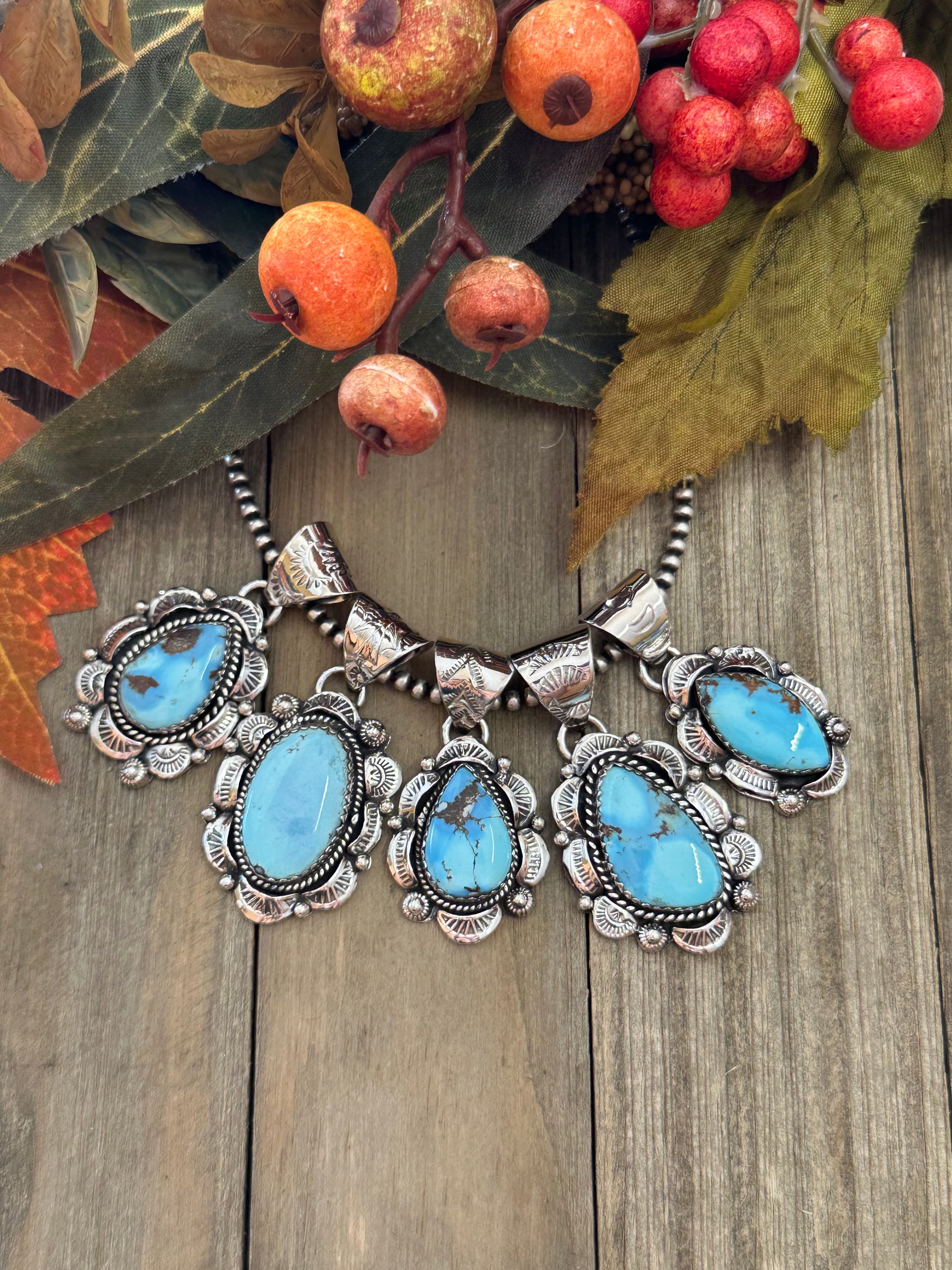 Southwest Handmade Golden Hills Turquoise & Sterling Silver Pendant