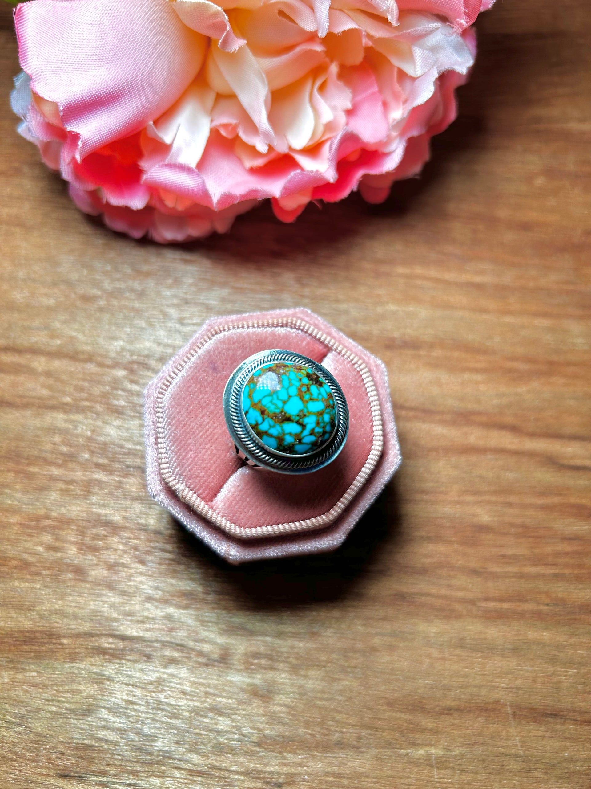 Darrin Livingston Kingman Turquoise & Sterling Silver Ring Size 8.5