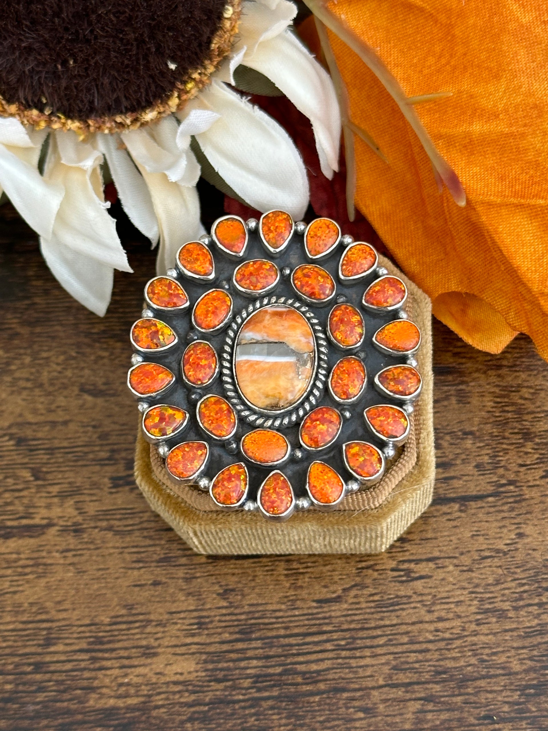 Southwest Handmade Multi Stone & Sterling Silver Adjustable Ring