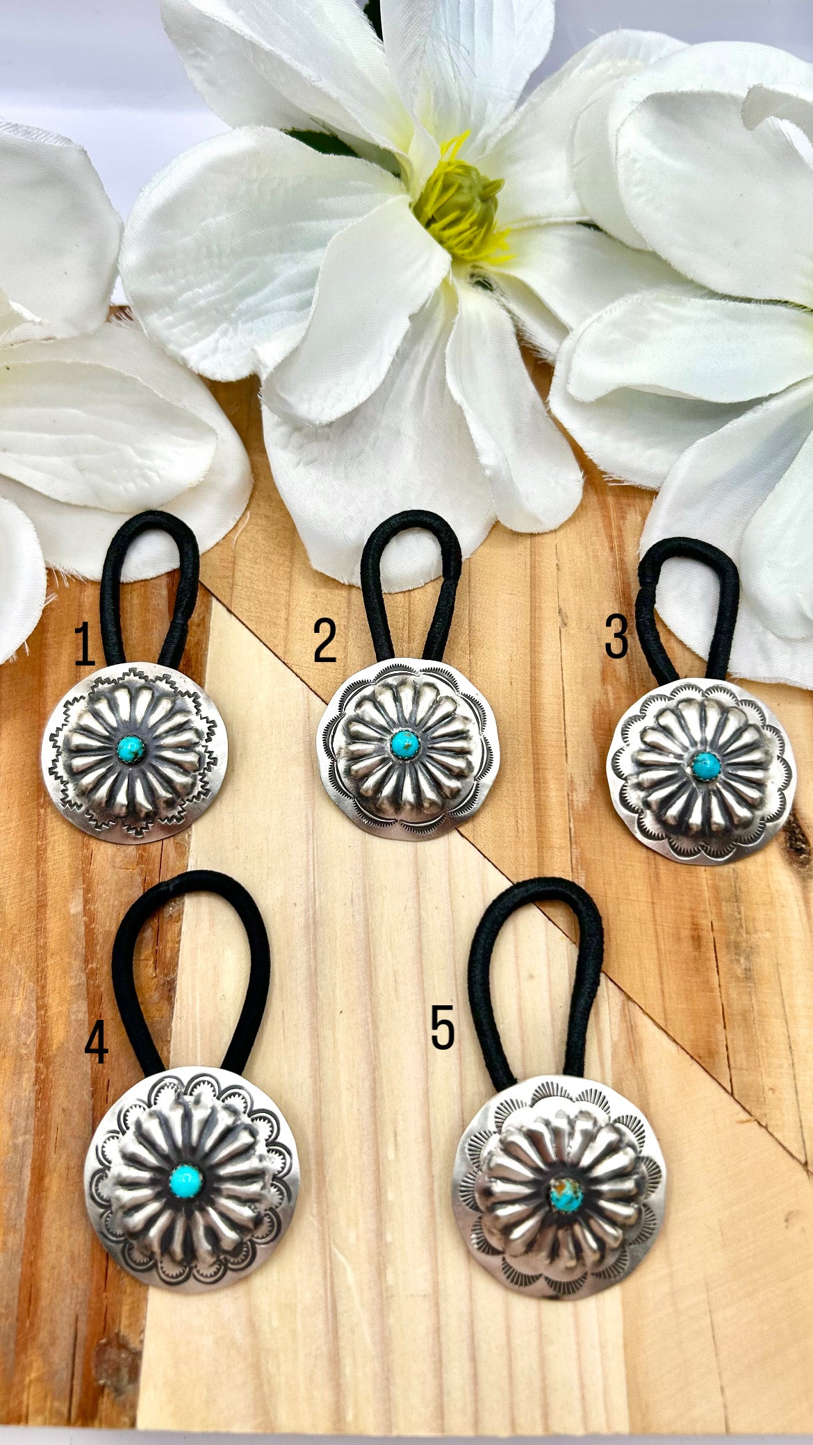 Arlene Soce Kingman Turquoise & Sterling Silver Hair Tie