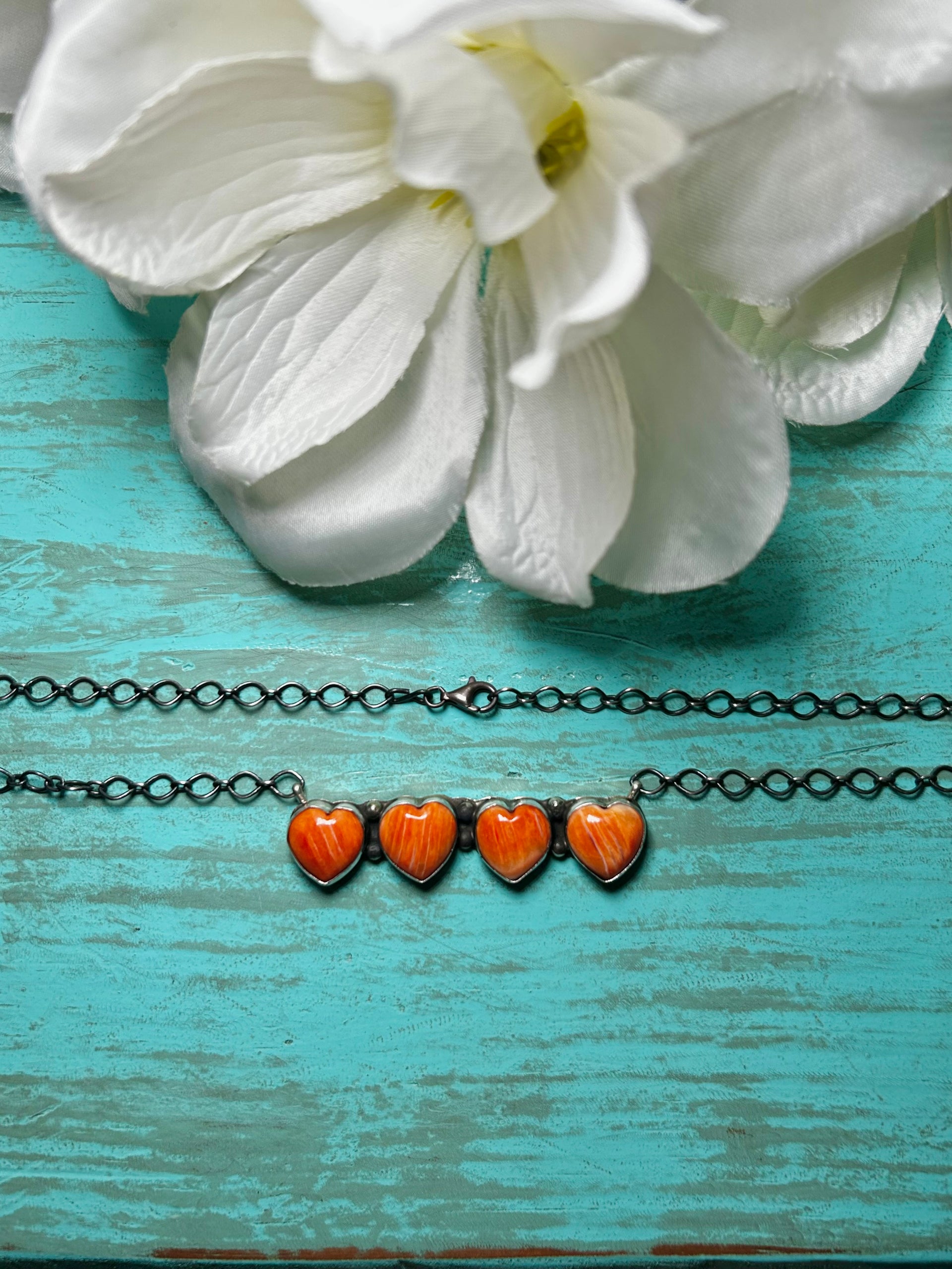 Tia Long Spiny Oyster & Sterling Sliver Necklace