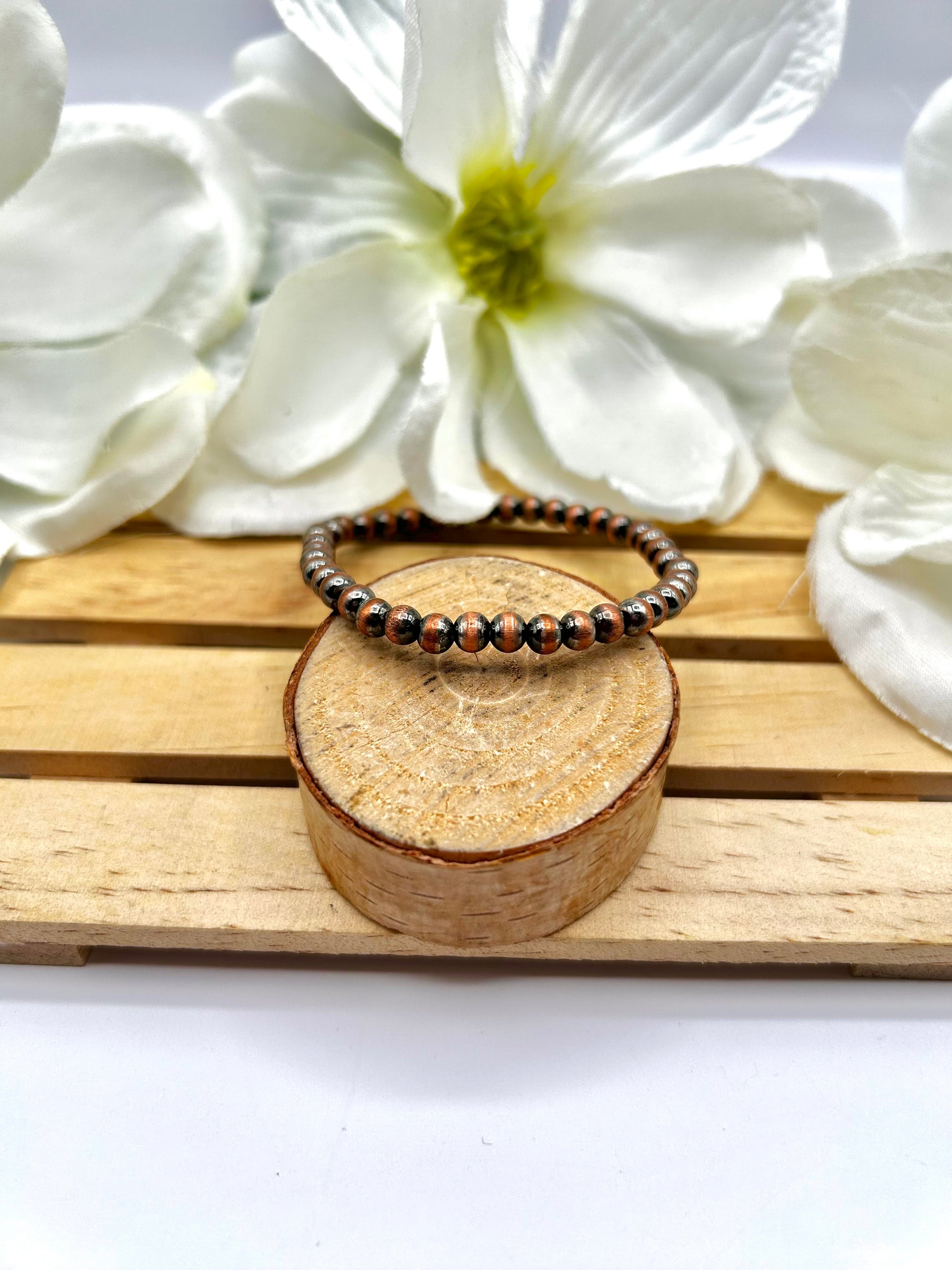Navajo Made Strung Copper 5 MM Stretchy Bracelet