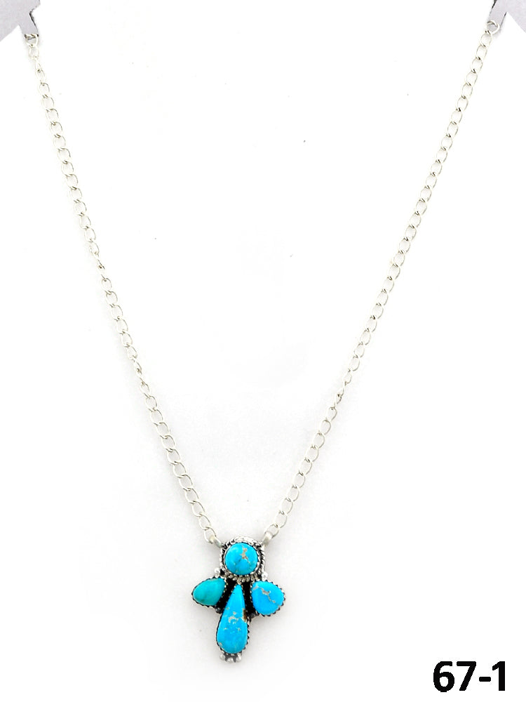 Southwest Made White Water Turquoise & Sterling Silver Necklace 67-1