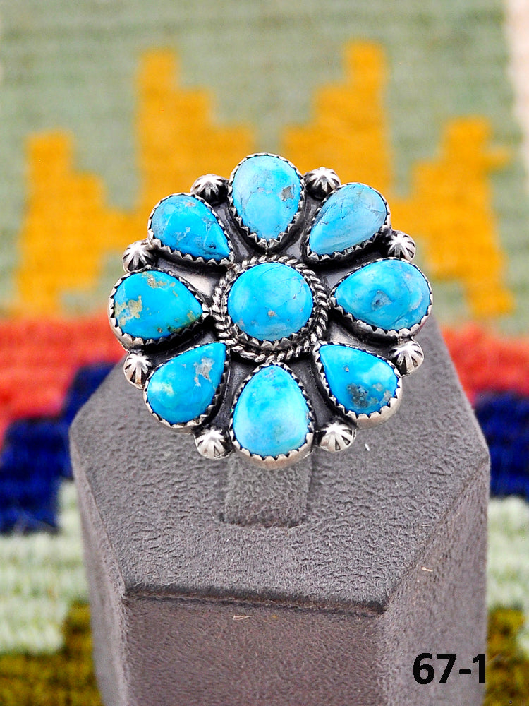 Southwest Handmade Santa Maria Turquoise & Sterling Silver Adjustable Ring