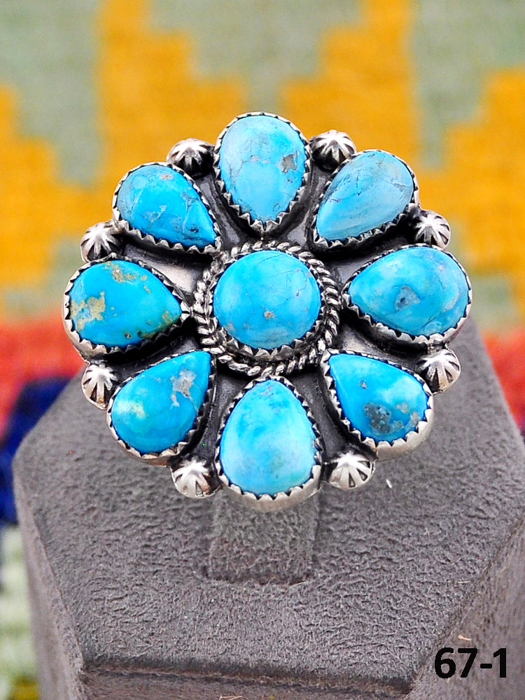 Southwest Handmade Santa Maria Turquoise & Sterling Silver Adjustable Ring