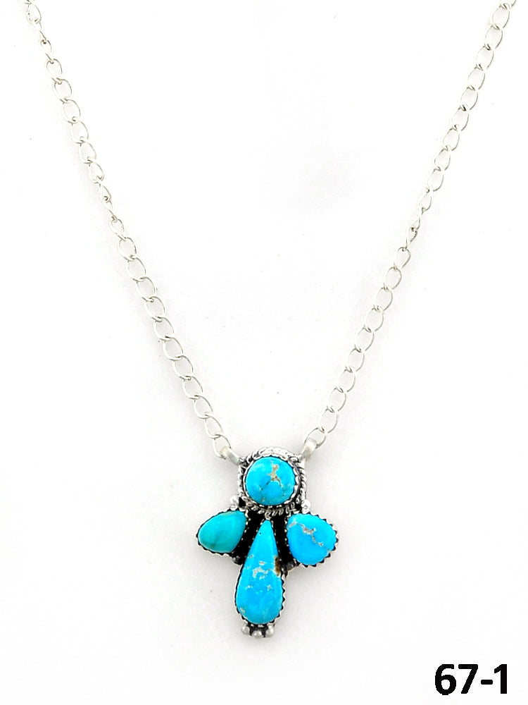 Southwest Made White Water Turquoise & Sterling Silver Necklace 67-1