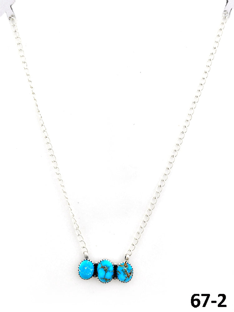 Southwest Made White Water Turquoise & Sterling Silver Necklace 67-2