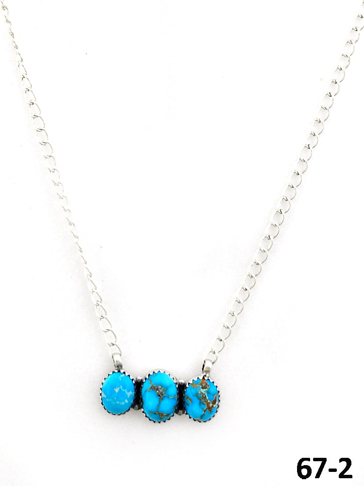 Southwest Made White Water Turquoise & Sterling Silver Necklace 67-2