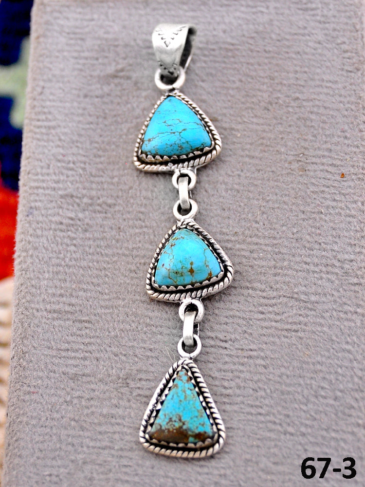 Southwest Handmade #8 Turquoise & Sterling Silver Pendants