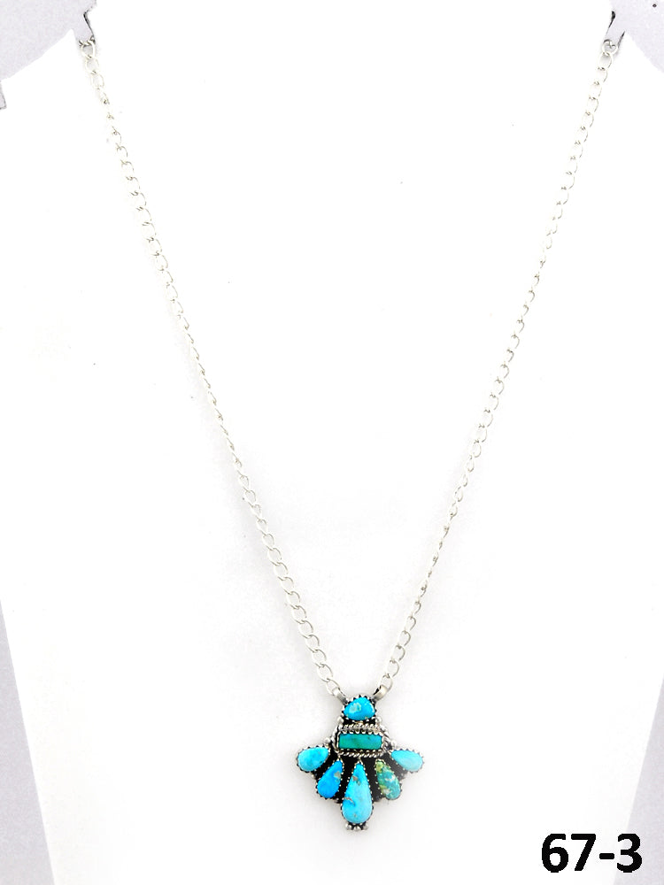 Southwest Made White Water Turquoise & Sterling Silver Necklace 67-3