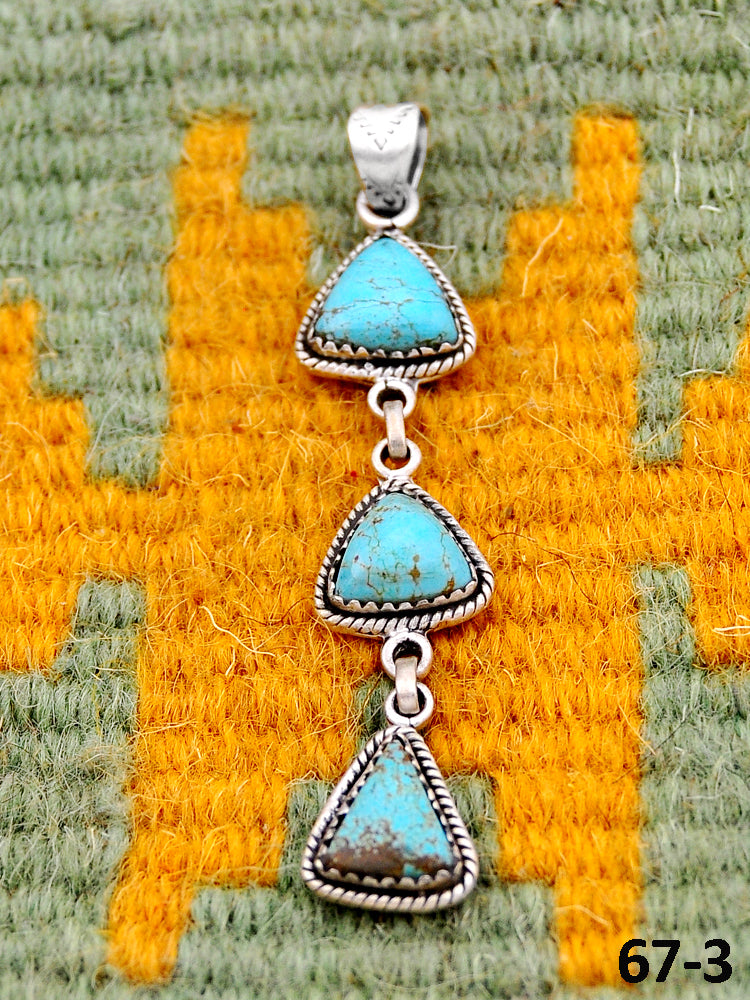 Southwest Handmade #8 Turquoise & Sterling Silver Pendants