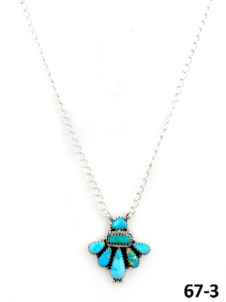 Southwest Made White Water Turquoise & Sterling Silver Necklace 67-3