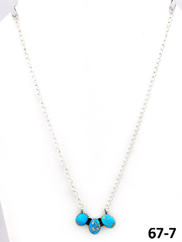Southwest Made White Water Turquoise & Sterling Silver Necklace 67-7