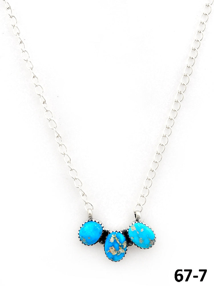 Southwest Made White Water Turquoise & Sterling Silver Necklace 67-7