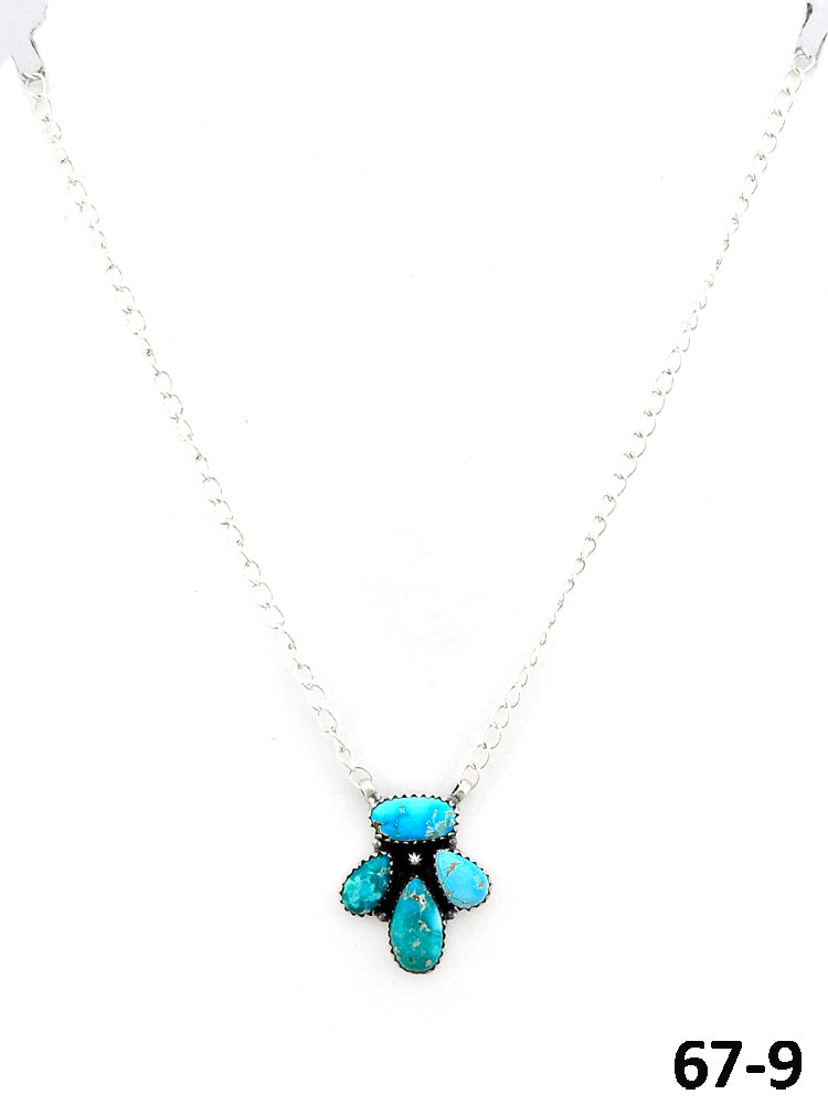 Southwest Made White Water Turquoise & Sterling Silver Necklace 67-9