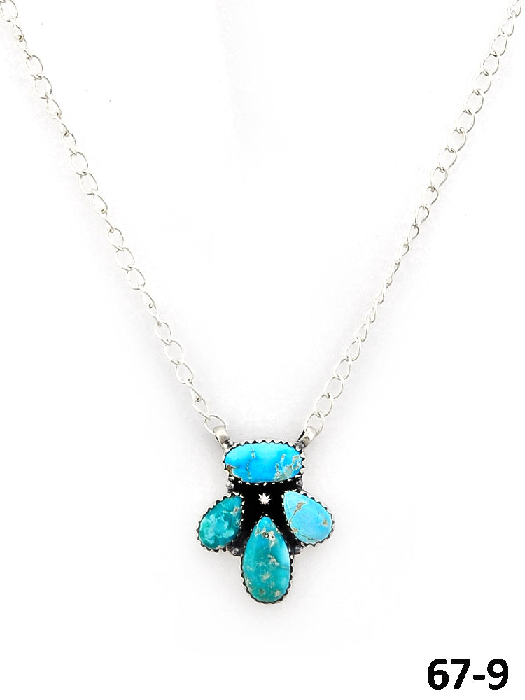 Southwest Made White Water Turquoise & Sterling Silver Necklace 67-9