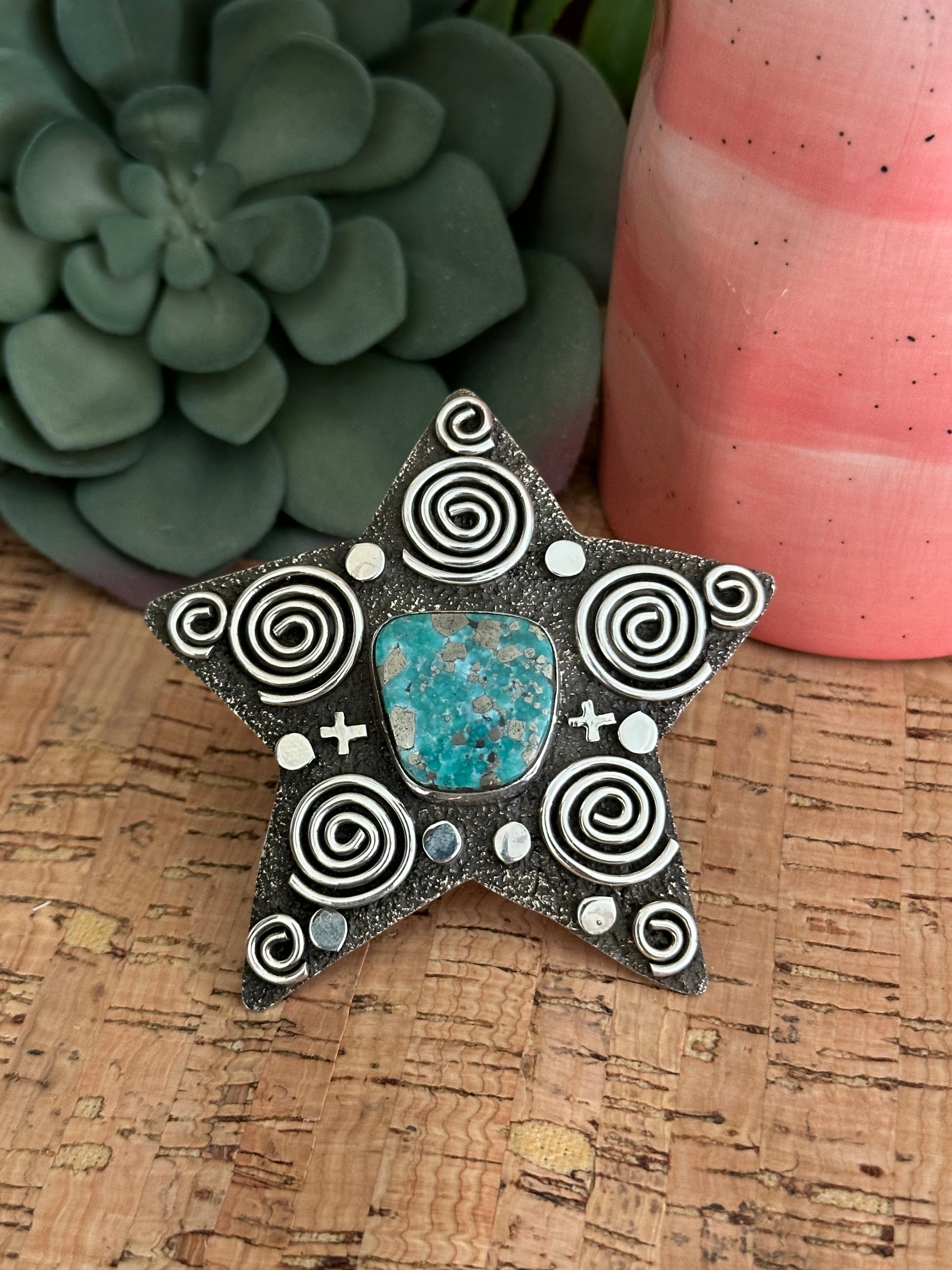 Alex Sanchez White Water Turquoise & Sterling Silver Adjustable Star Ring