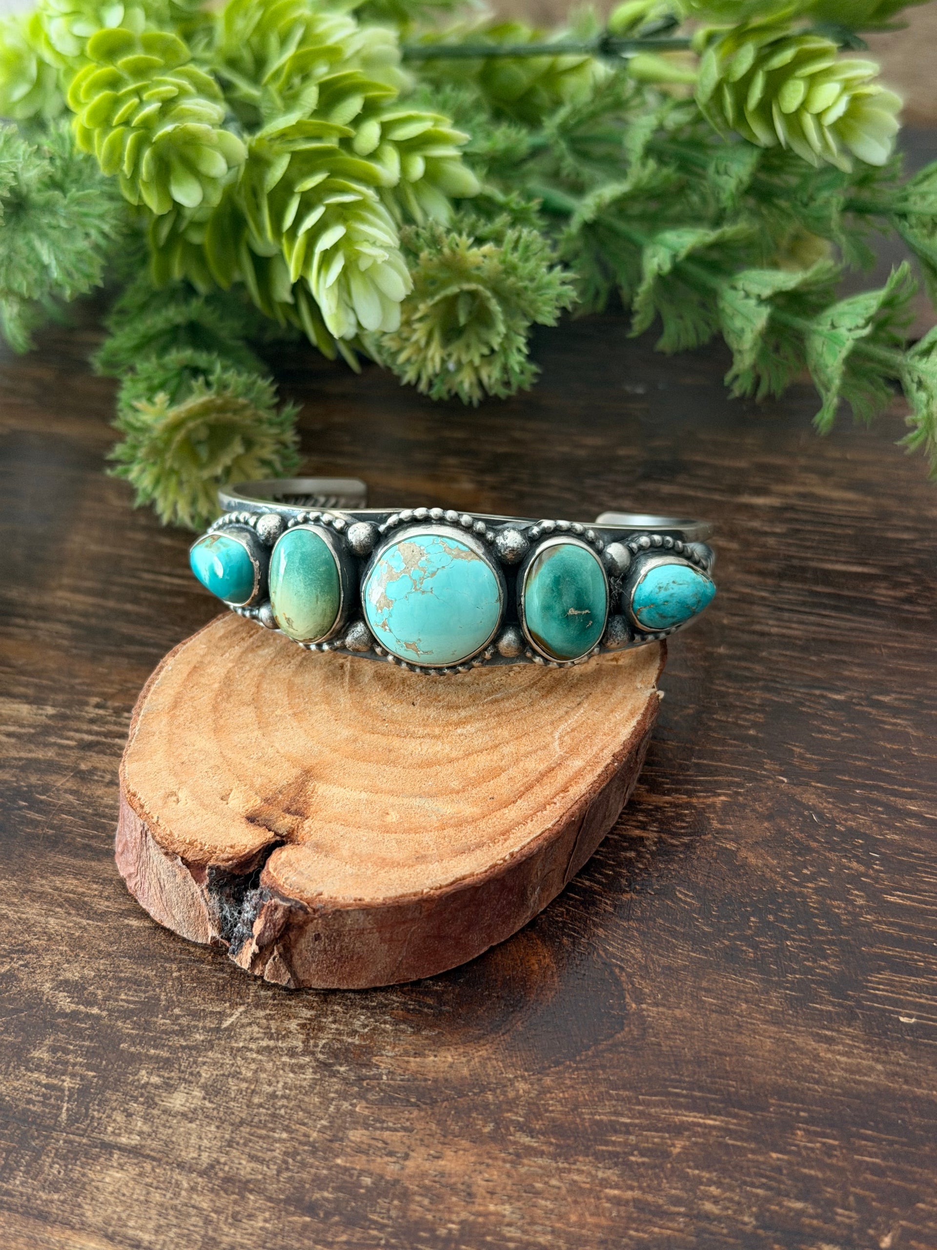 Darrin Livingston Carico Lake Turquoise & Sterling Silver Cuff Bracelet