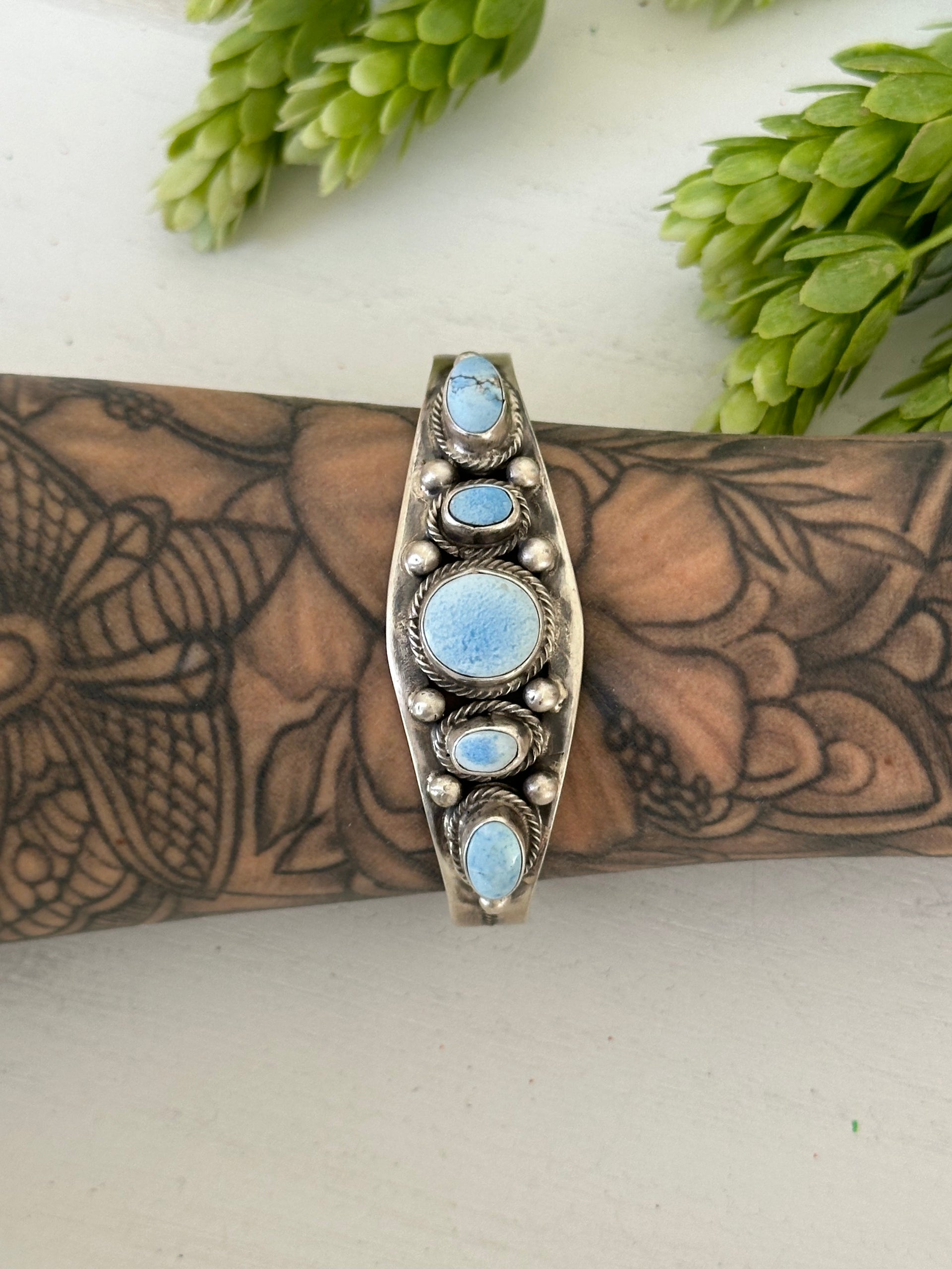 Bobby Johnson Golden Hills Turquoise & Sterling Silver Cuff Bracelet