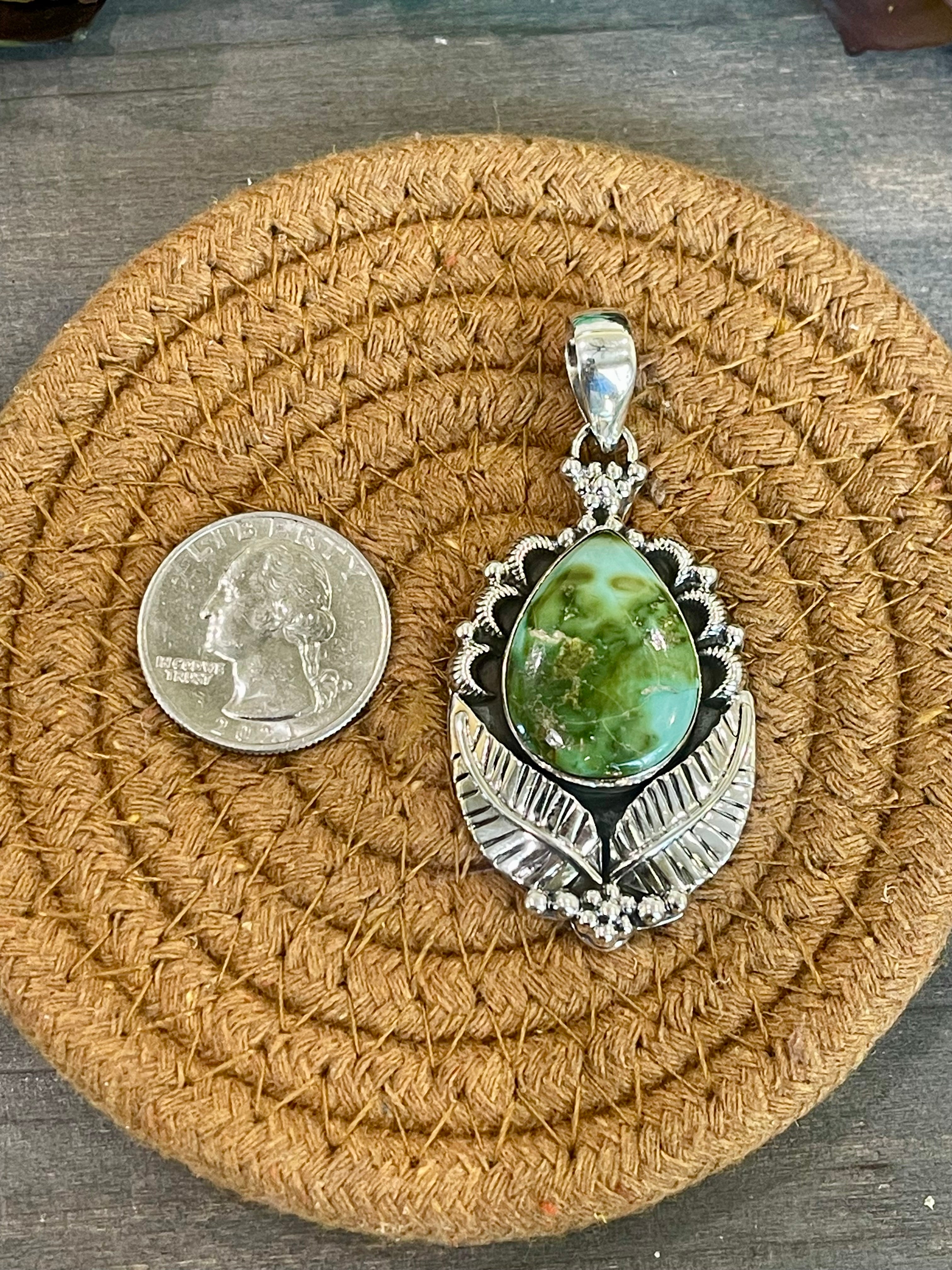 Southwest Handmade Sonoran Mountain Turquoise & Sterling Silver Pendant