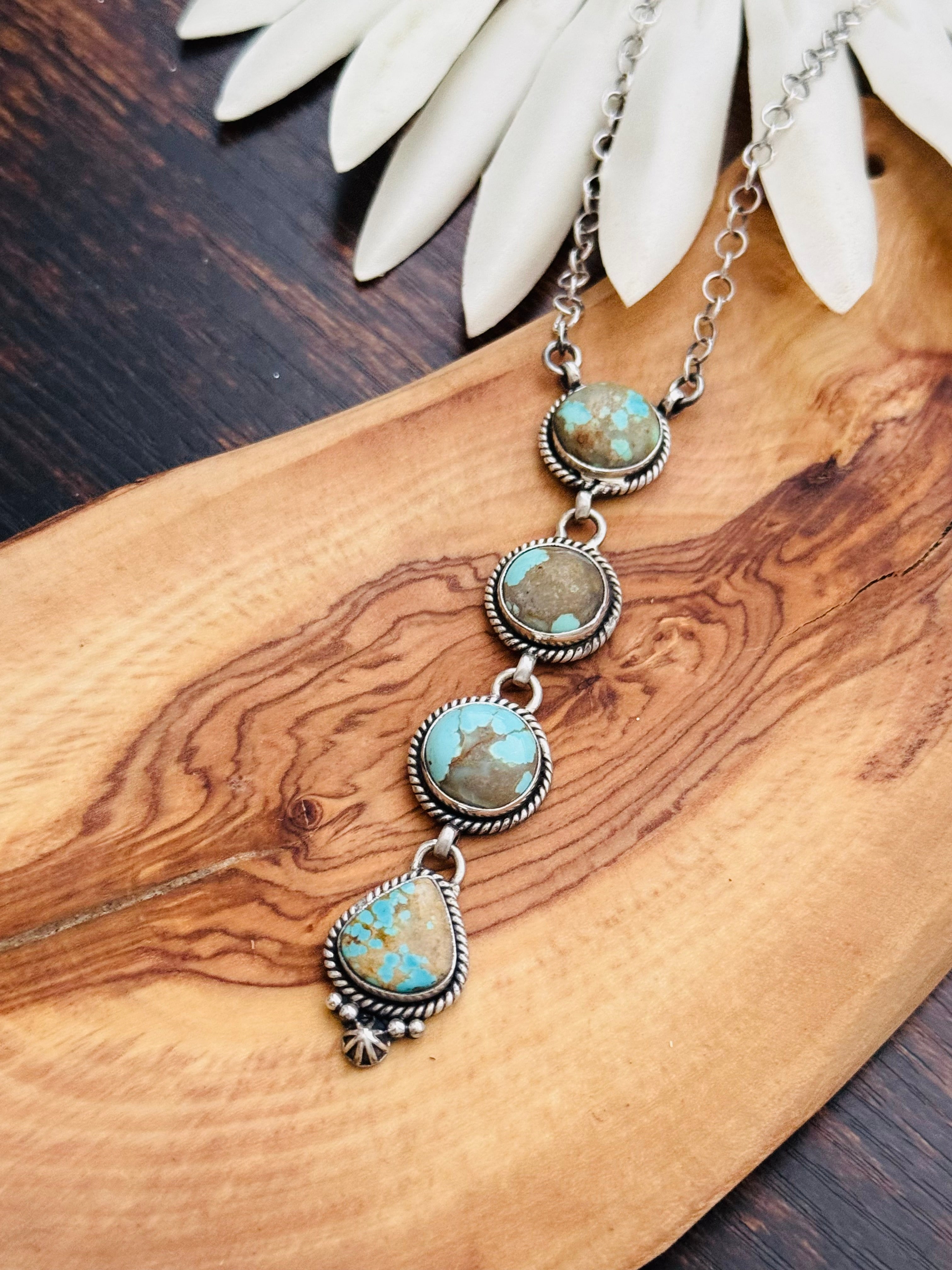 Southwest Handmade #8 Turquoise & Sterling Silver Necklace