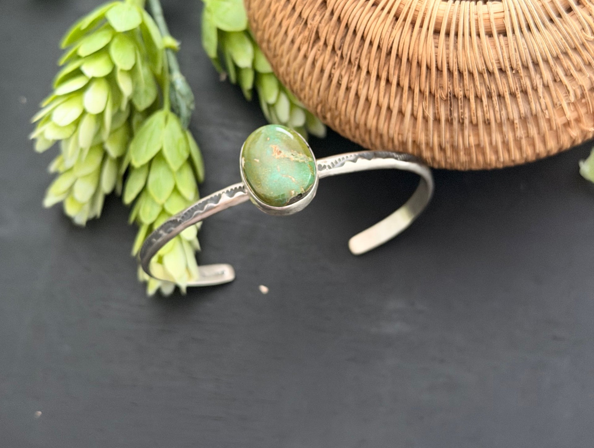 Navajo Made Royston Turquoise & Sterling Silver Cuff Bracelet