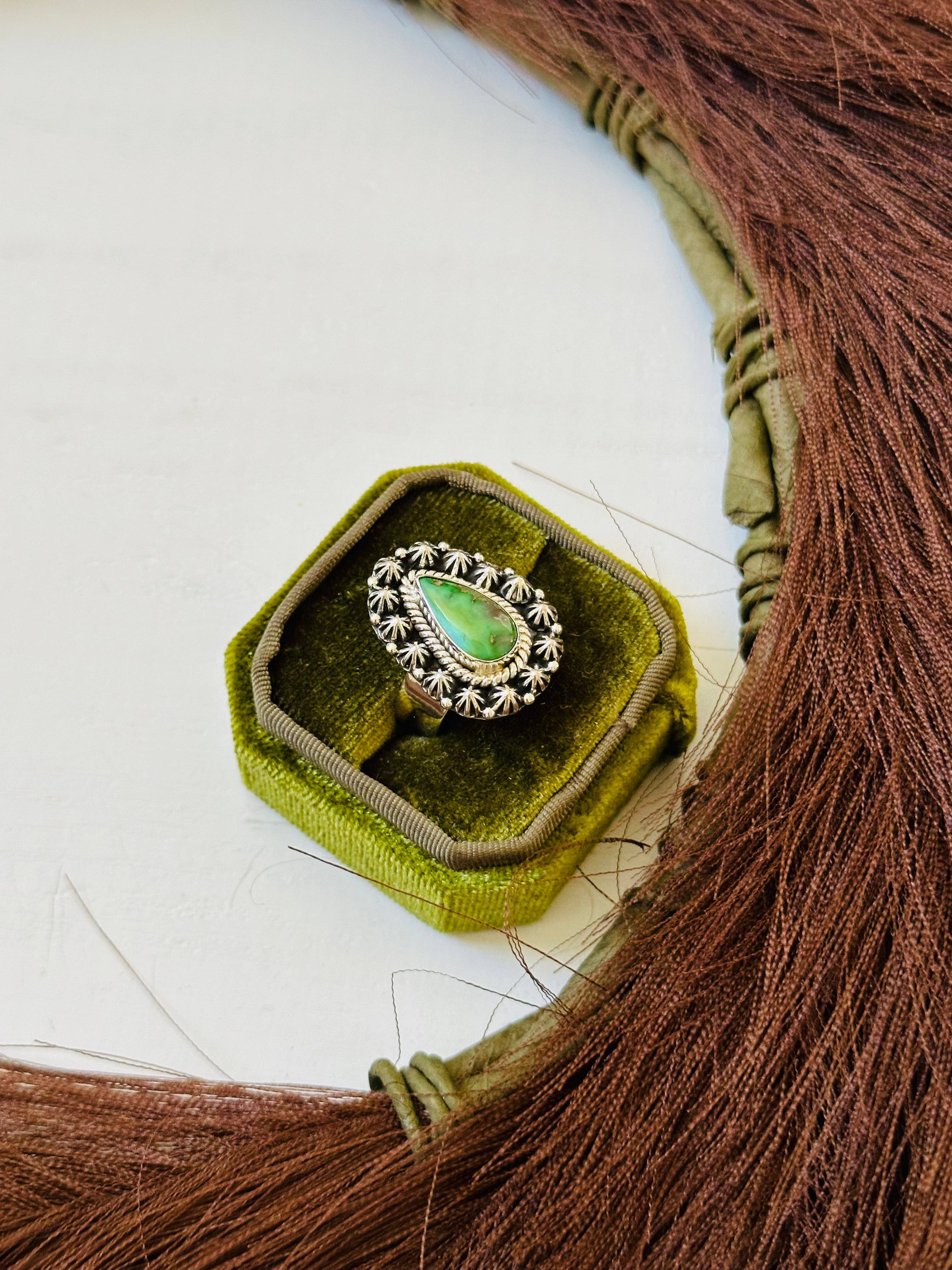 Southwest Handmade Sonoran Mountain Turquoise & Sterling Silver Ring Size 8