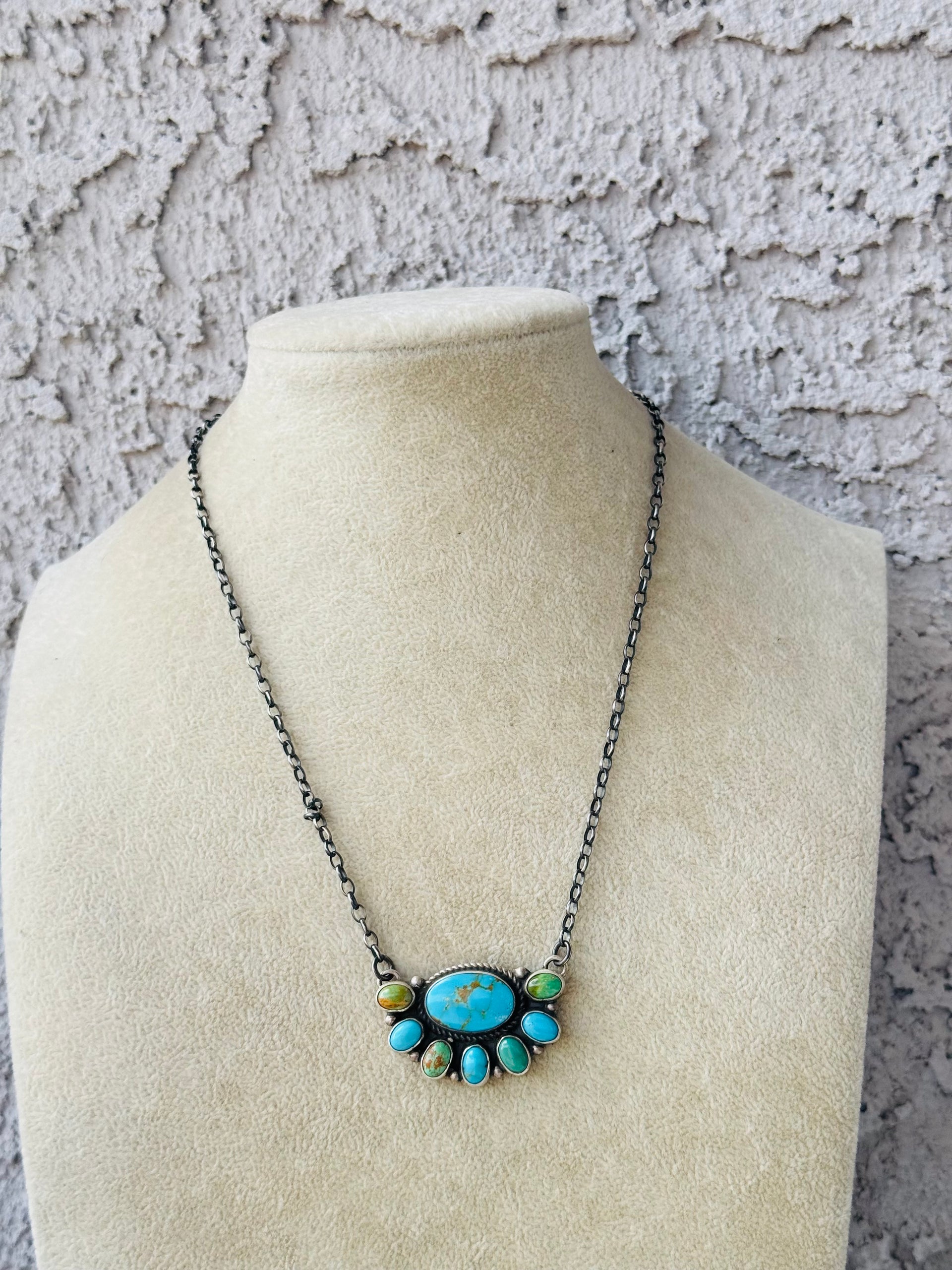 Geraldine James Multi Stone & Sterling Silver Cluster Necklace