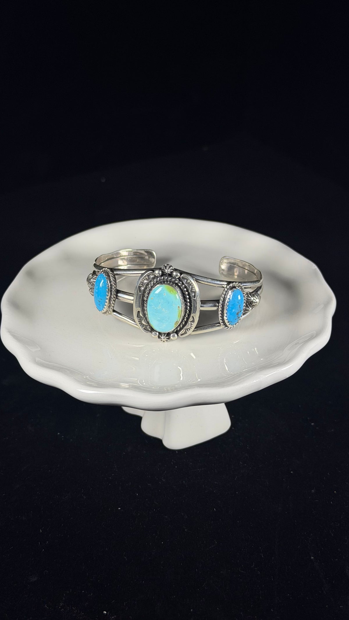 Lorrine Yellowhorse Mixed Turquoise & Sterling Silver Cuff Bracelet