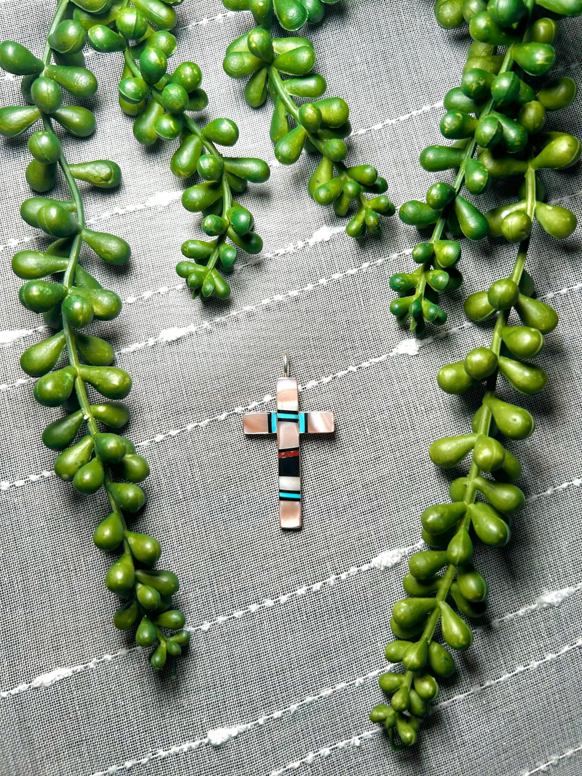 Zuni Made Multi Stone & Sterling Silver Pendant