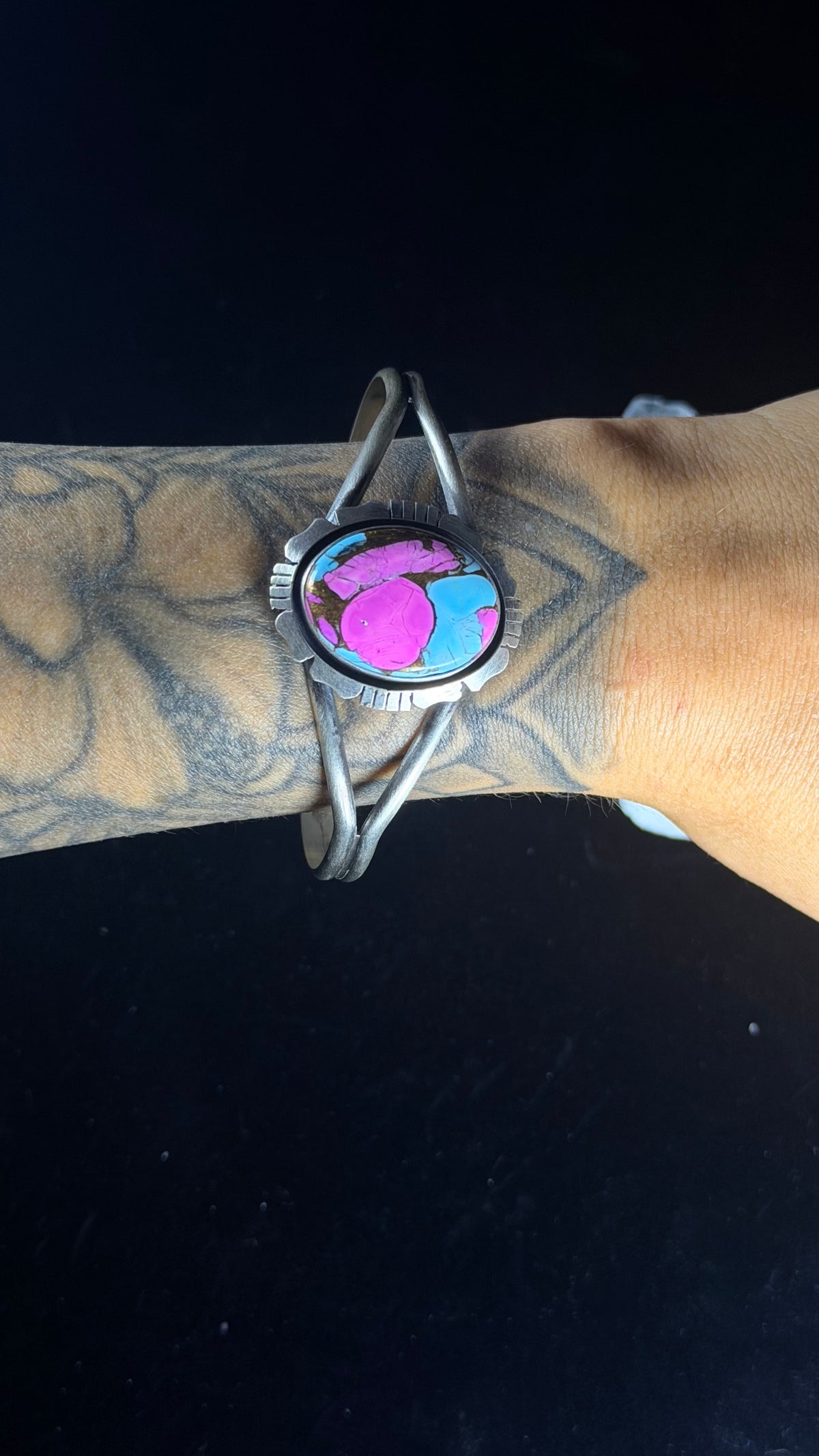 Dave Skeets Cotton Candy Composite & Sterling Silver Cuff Bracelet