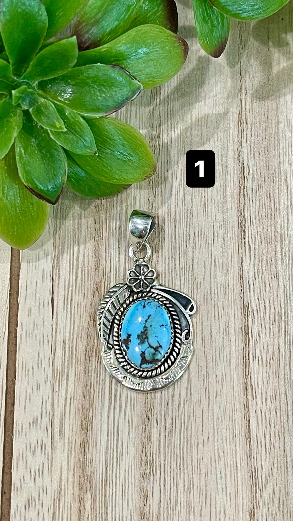 Southwest Golden Hills Turquoise & Sterling Silver Pendant