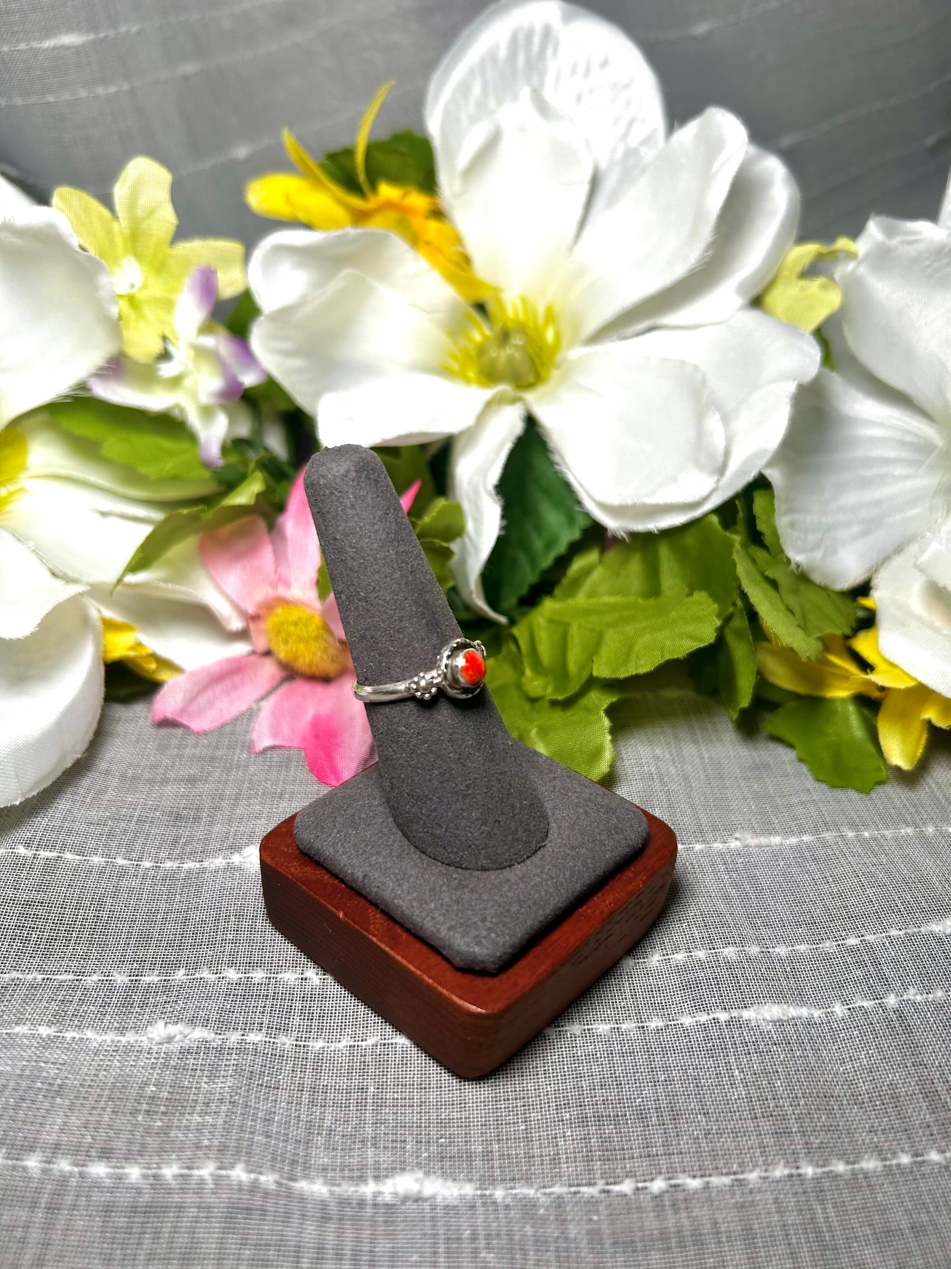 Navajo Made Spiny Oyster & Sterling Silver Ring