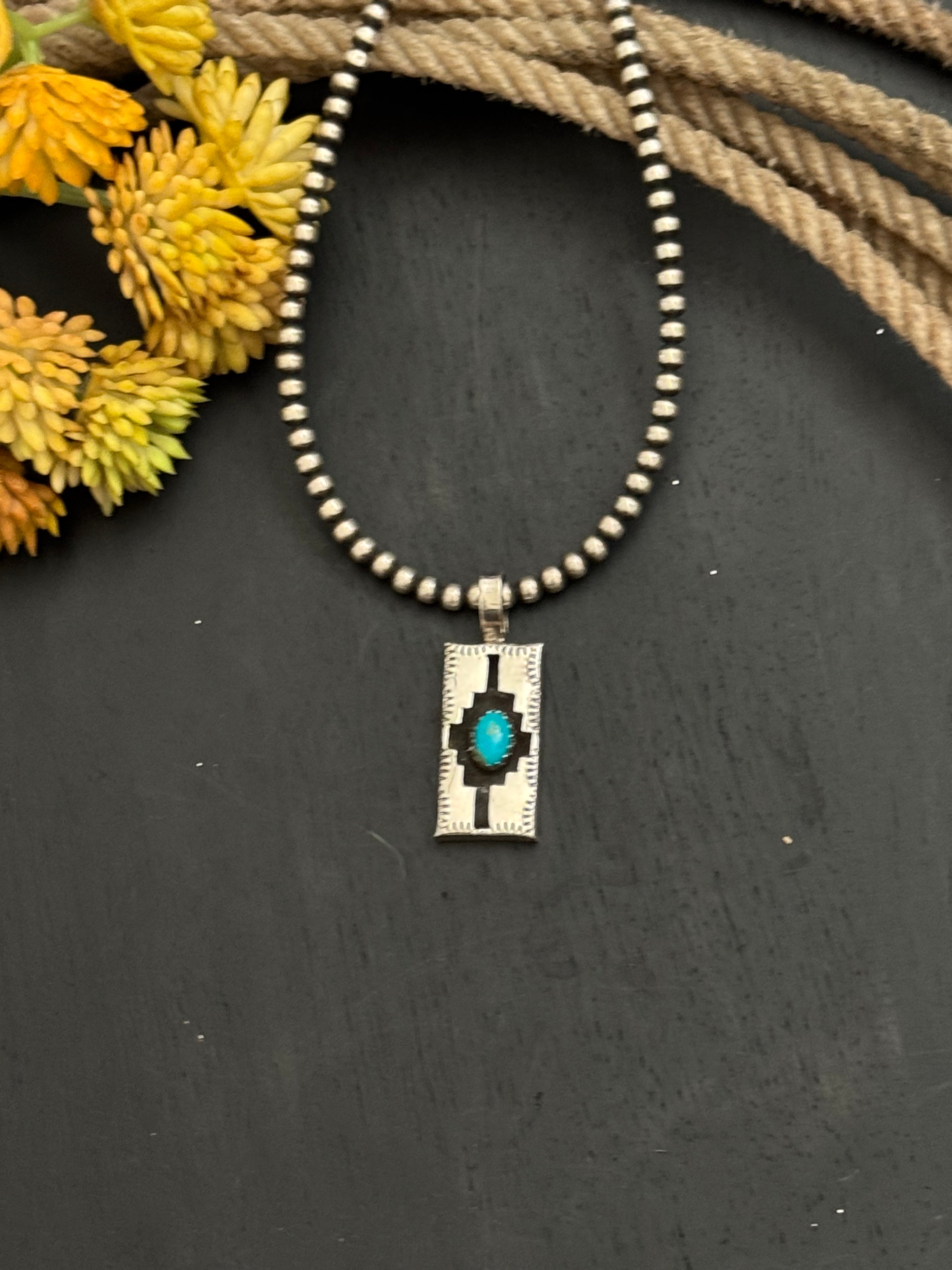 Felix Perry Turquoise & Sterling Silver Shadowbox Pendant