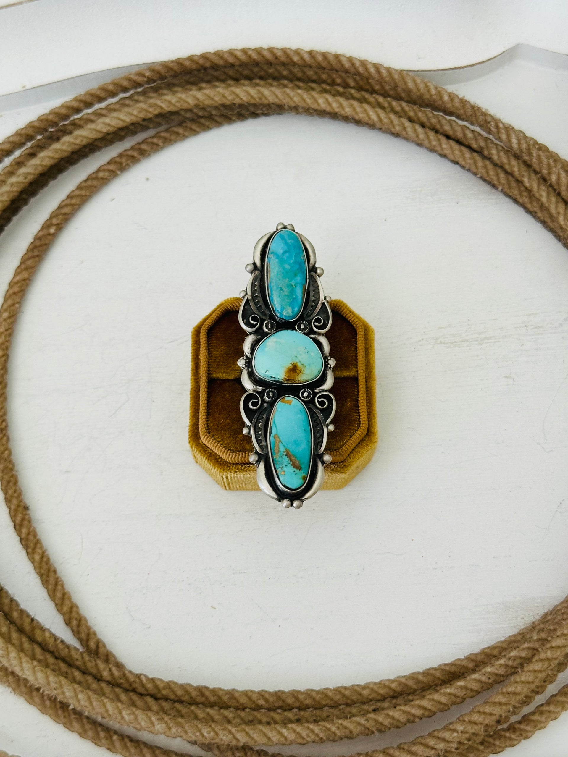 Ronald Tom Royston Turquoise & Sterling Silver Adjustable Ring