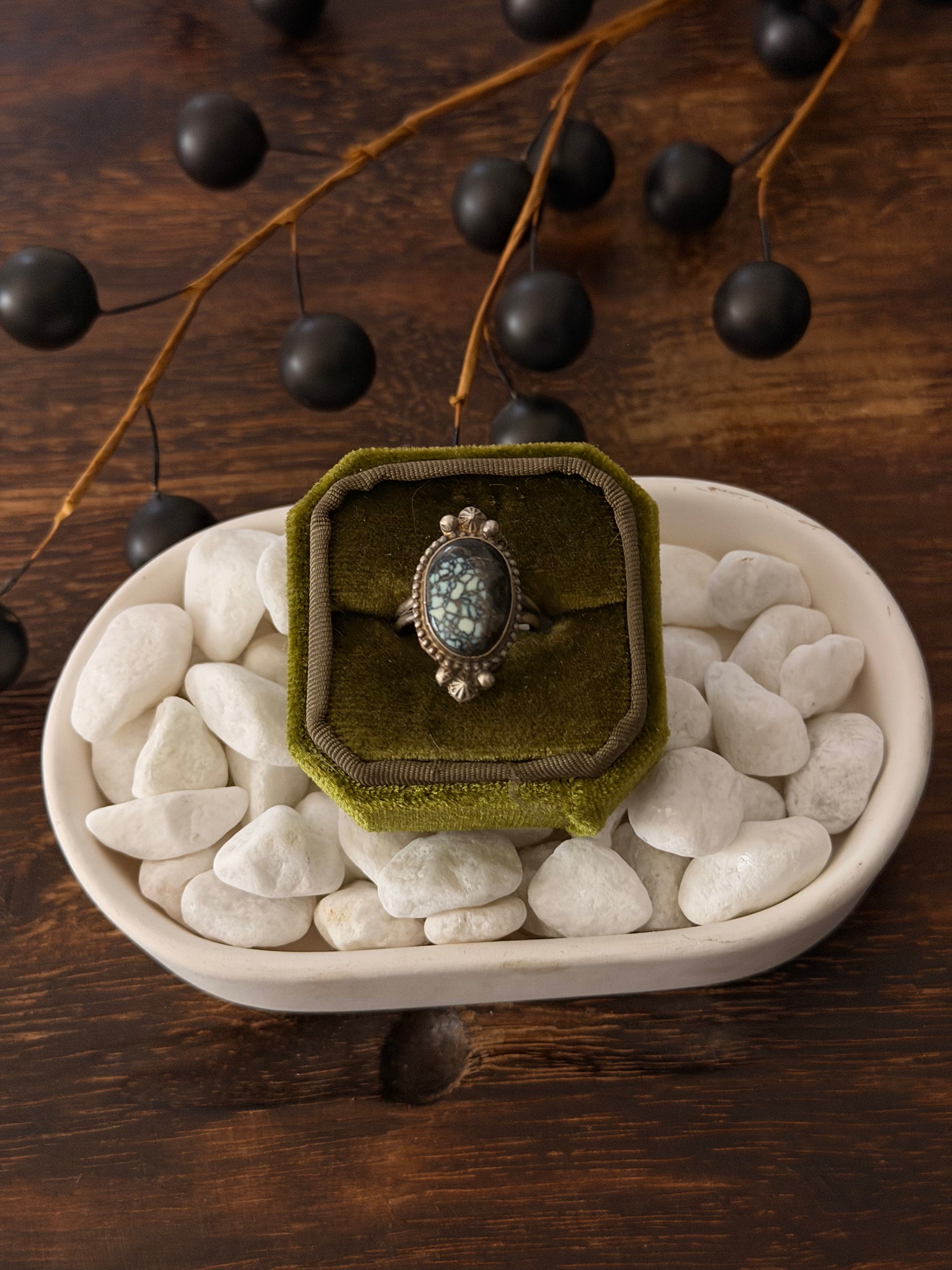 Navajo Made New Lander Variscite & Sterling Silver Ring Size 7.25