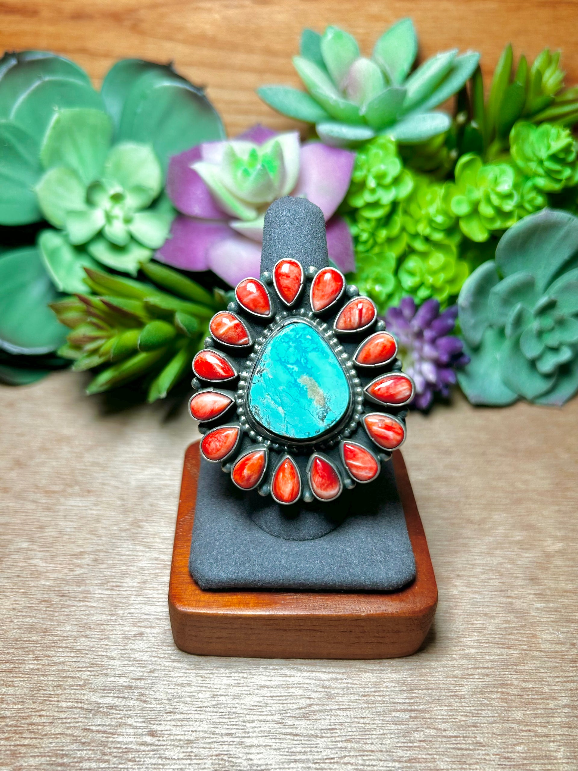 Sheila Becenti Multi Stone & Sterling Silver Adjustable Ring