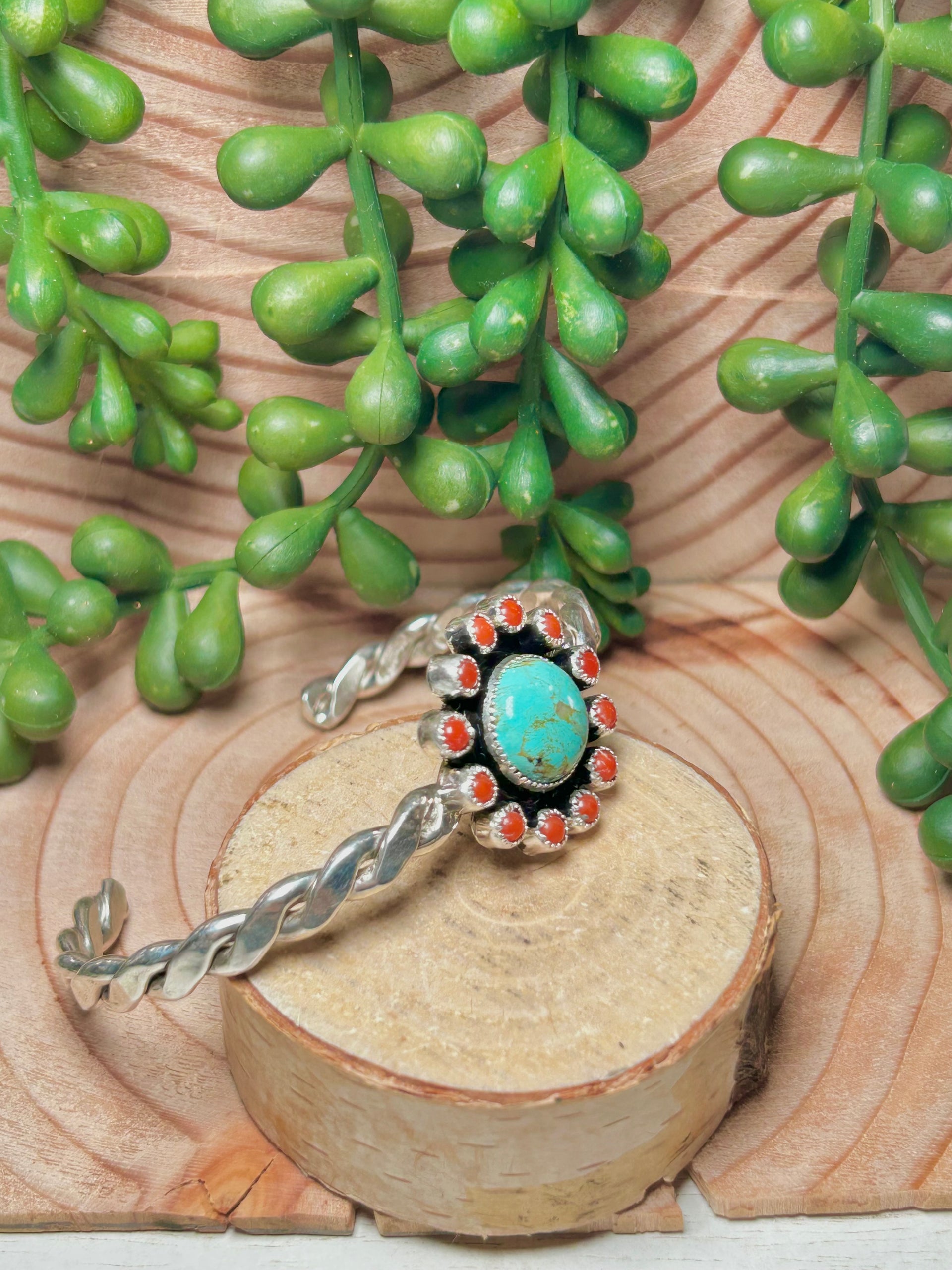 Navajo Made Multi Stone & Sterling Silver Cuff Bracelet