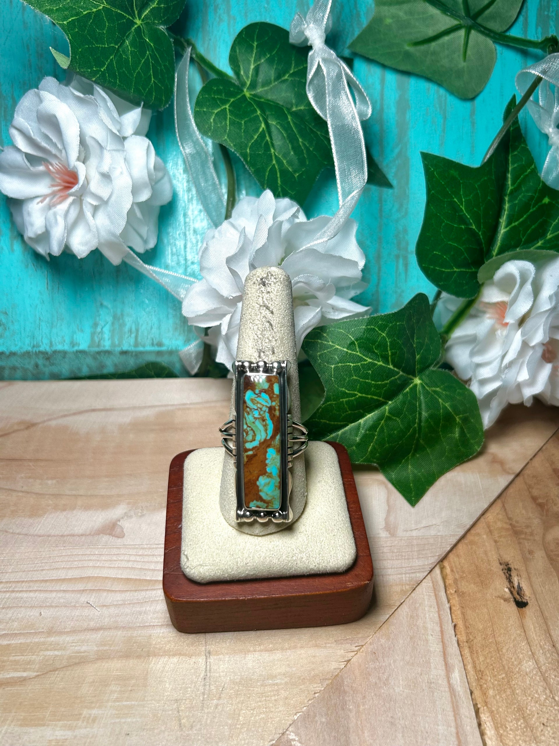 Larson Lee Kingman Turquoise & Sterling Silver Ring Size 9.5