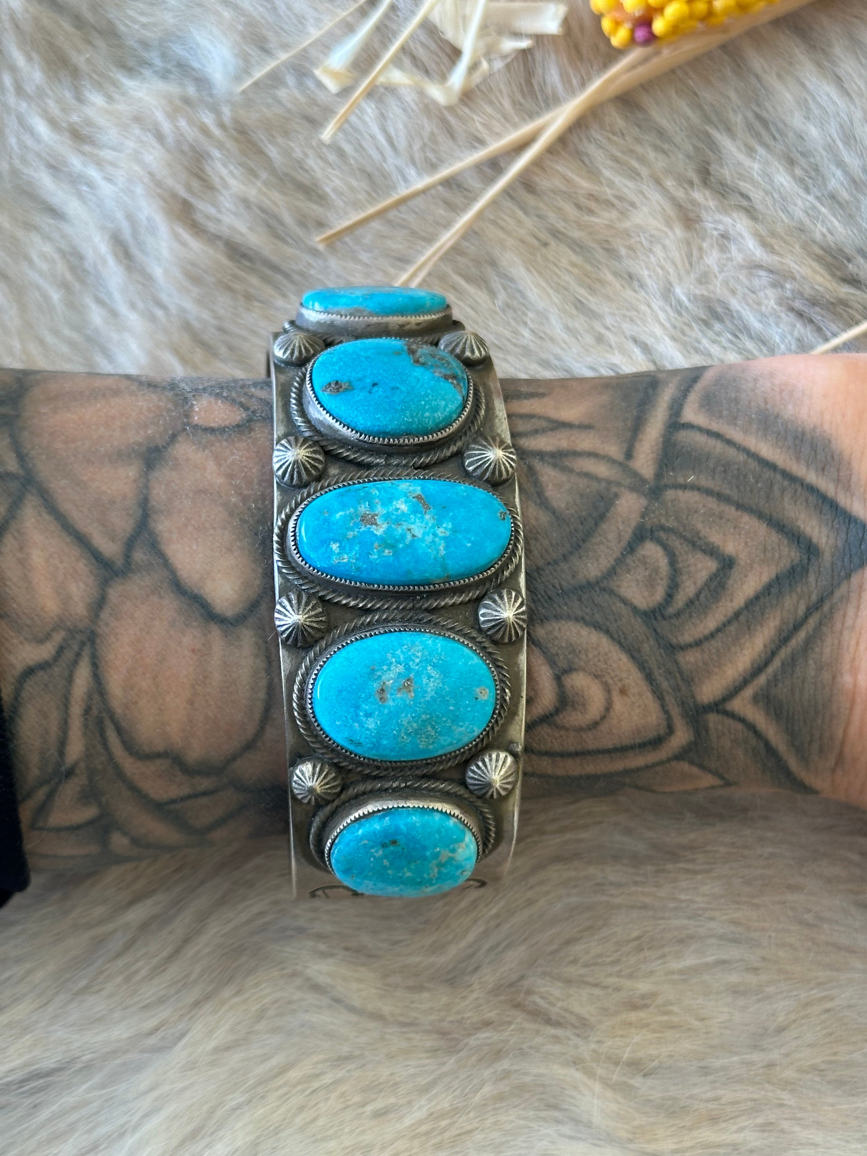 Calvin Martinez Valley Blue Turquoise & Sterling Silver Cuff Bracelet