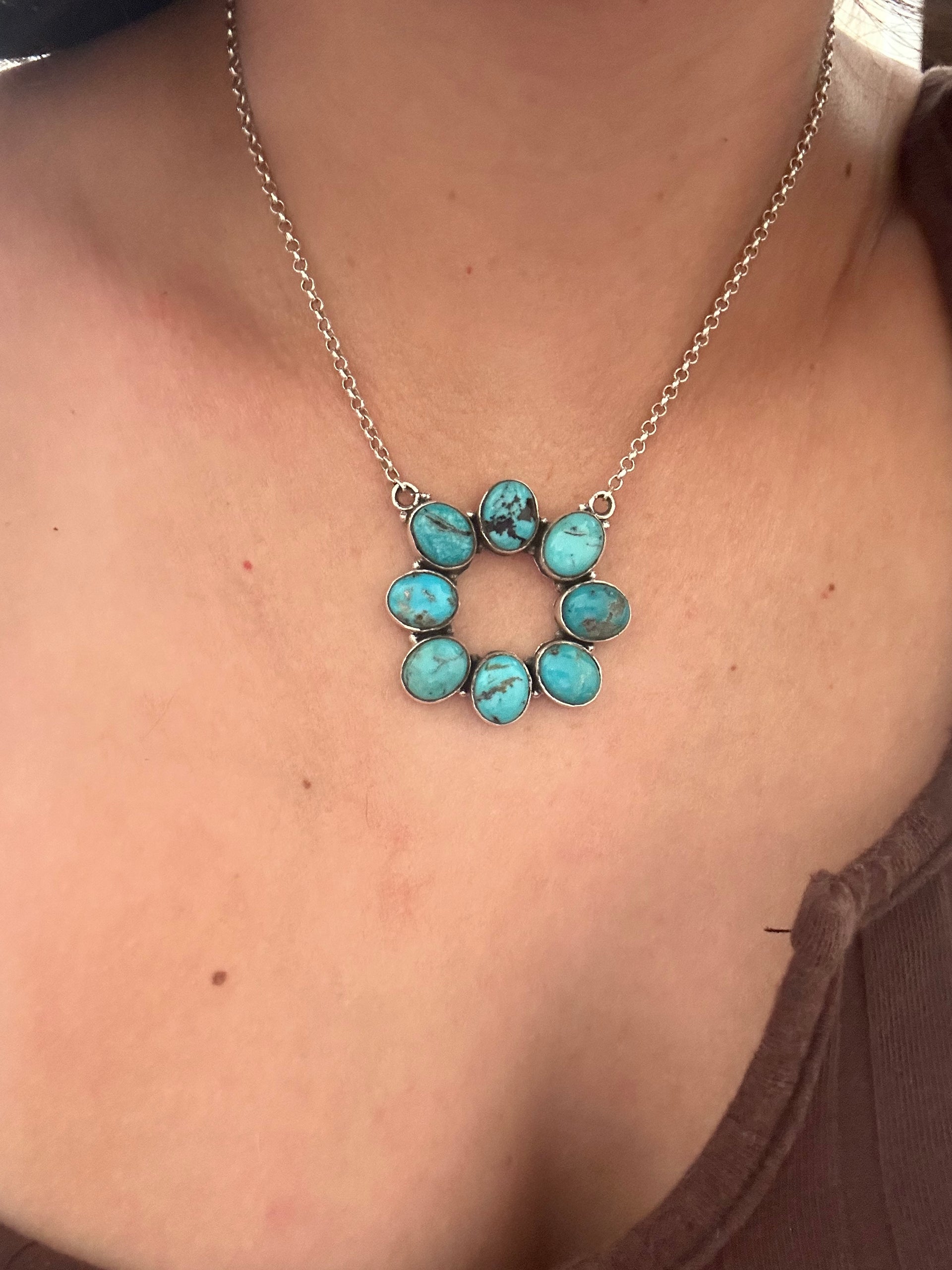 Southwest Made Kingman Turquoise & Sterling Silver Necklace