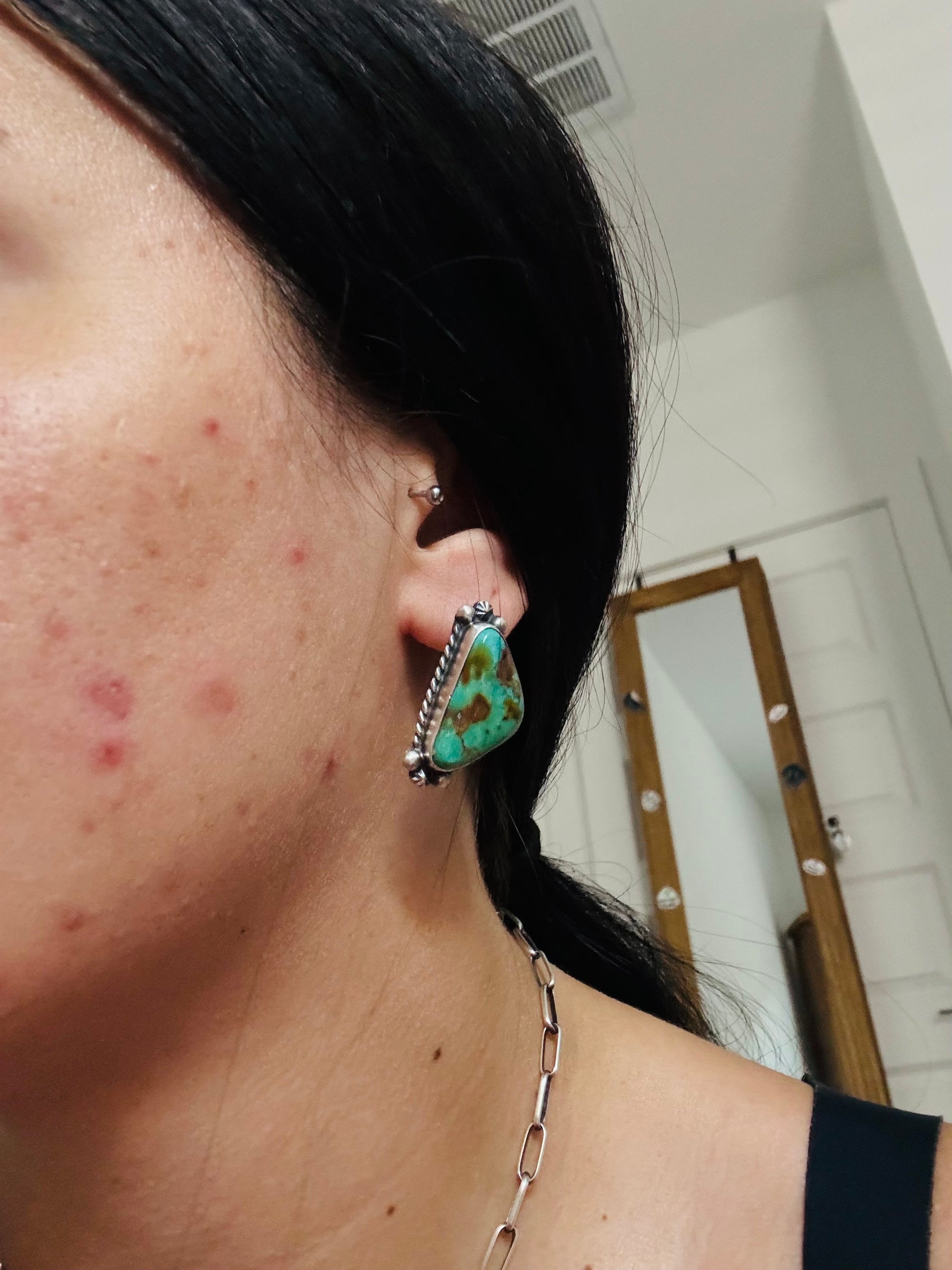 Elouise Kee Royston Turquoise & Sterling Silver Post Earring