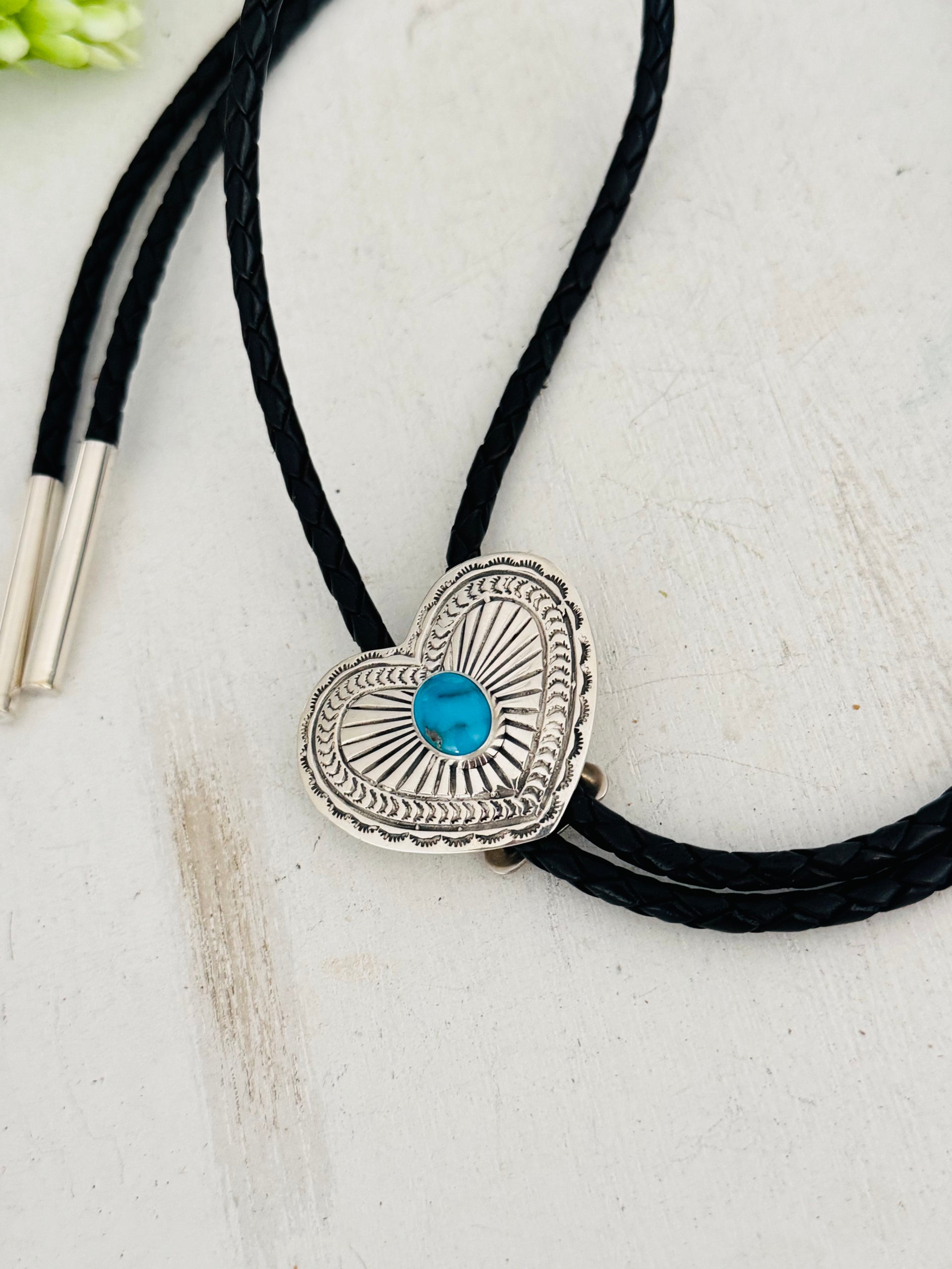 Jereme Delgarito Kingman Turquoise & Sterling Silver Bolo Tie