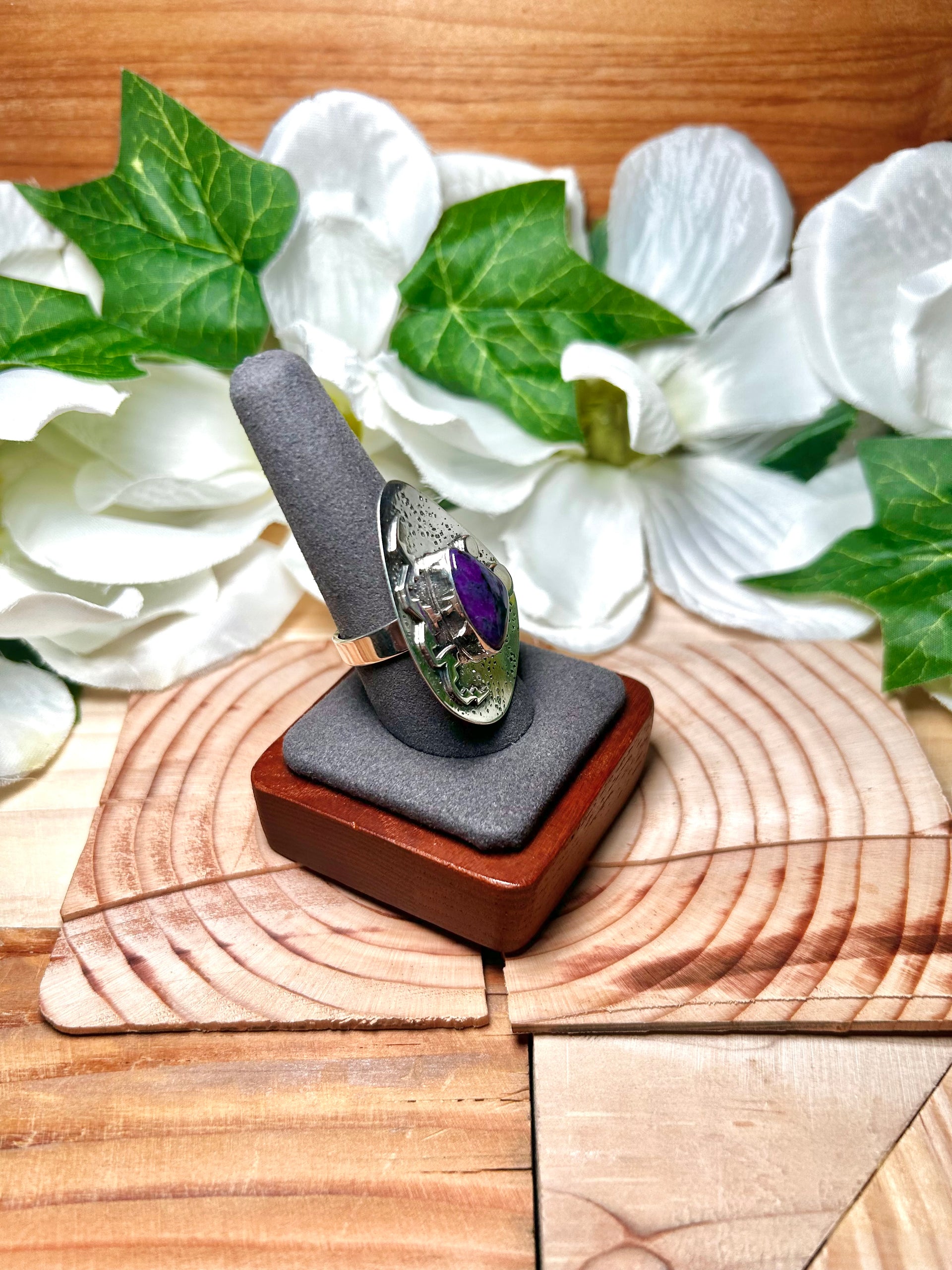Navajo Made Sugilite & Sterling Silver Adjustable Ring