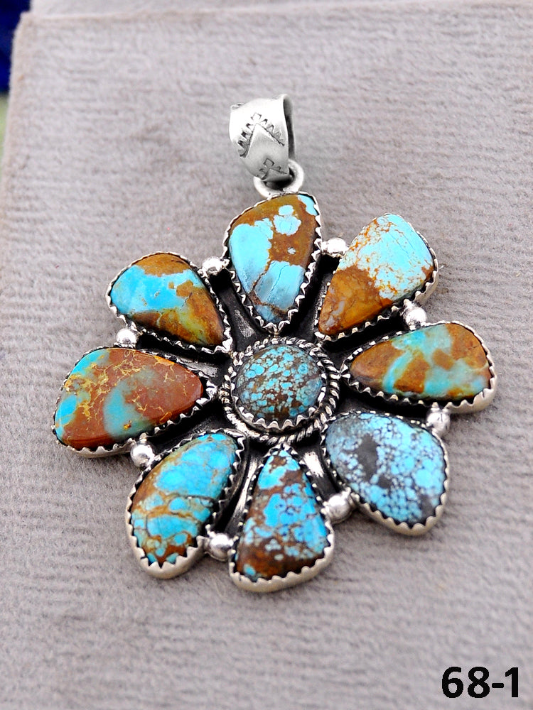 Southwest Handmade #8 Turquoise & Sterling Silver Pendants