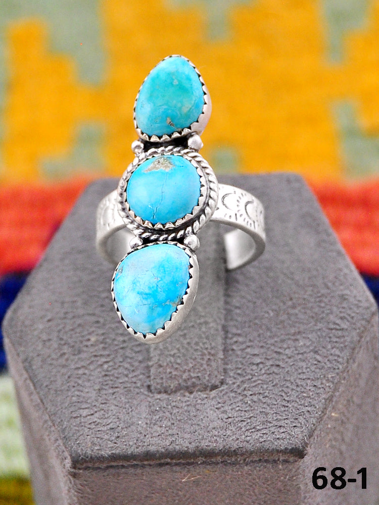 Southwest Handmade Santa Maria Turquoise & Sterling Silver Adjustable Ring