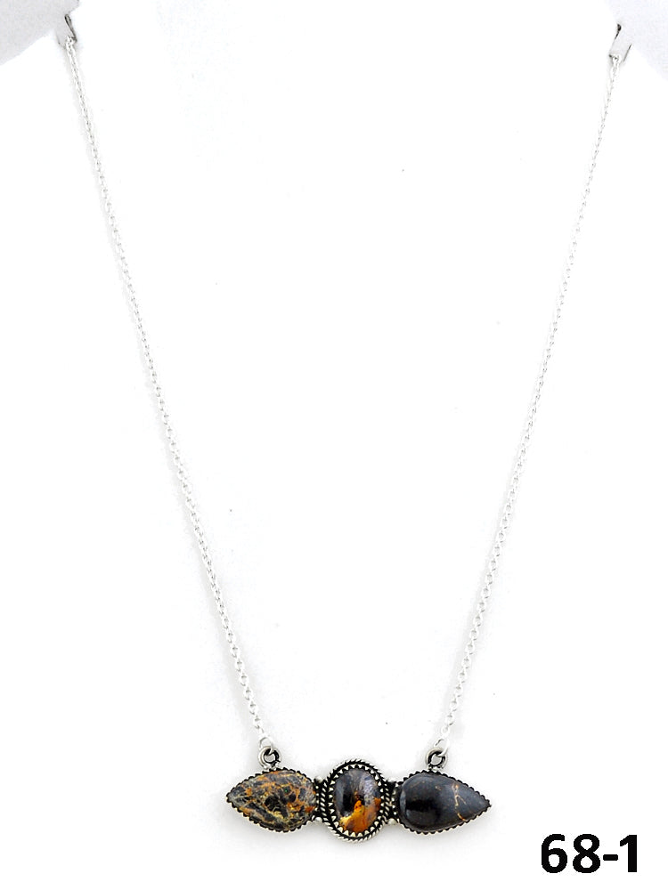 Southwest Made Black Jack Turquoise & Sterling Silver Necklace