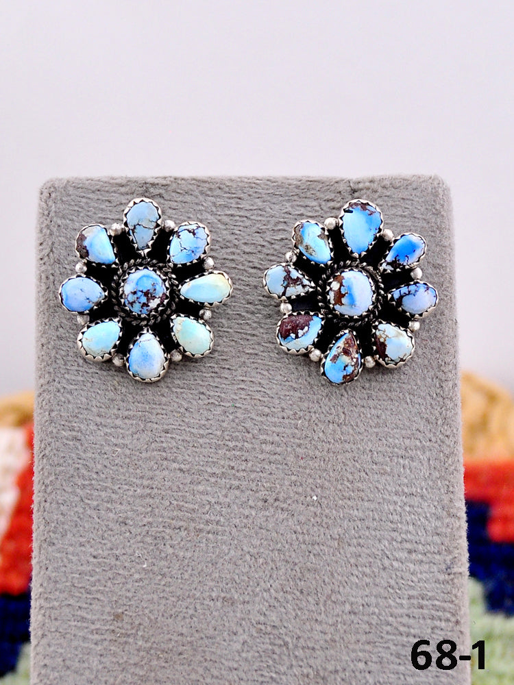 Southwest Handmade Golden Hill’s Turquoise & Sterling Silver Post Earring