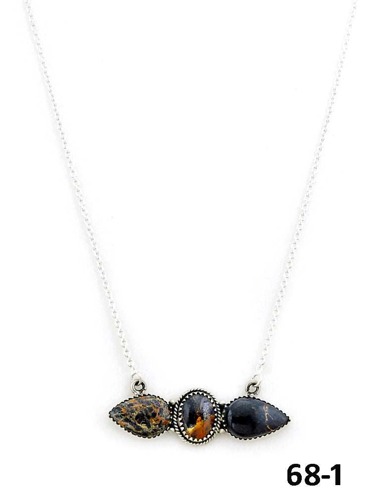 Southwest Made Black Jack Turquoise & Sterling Silver Necklace